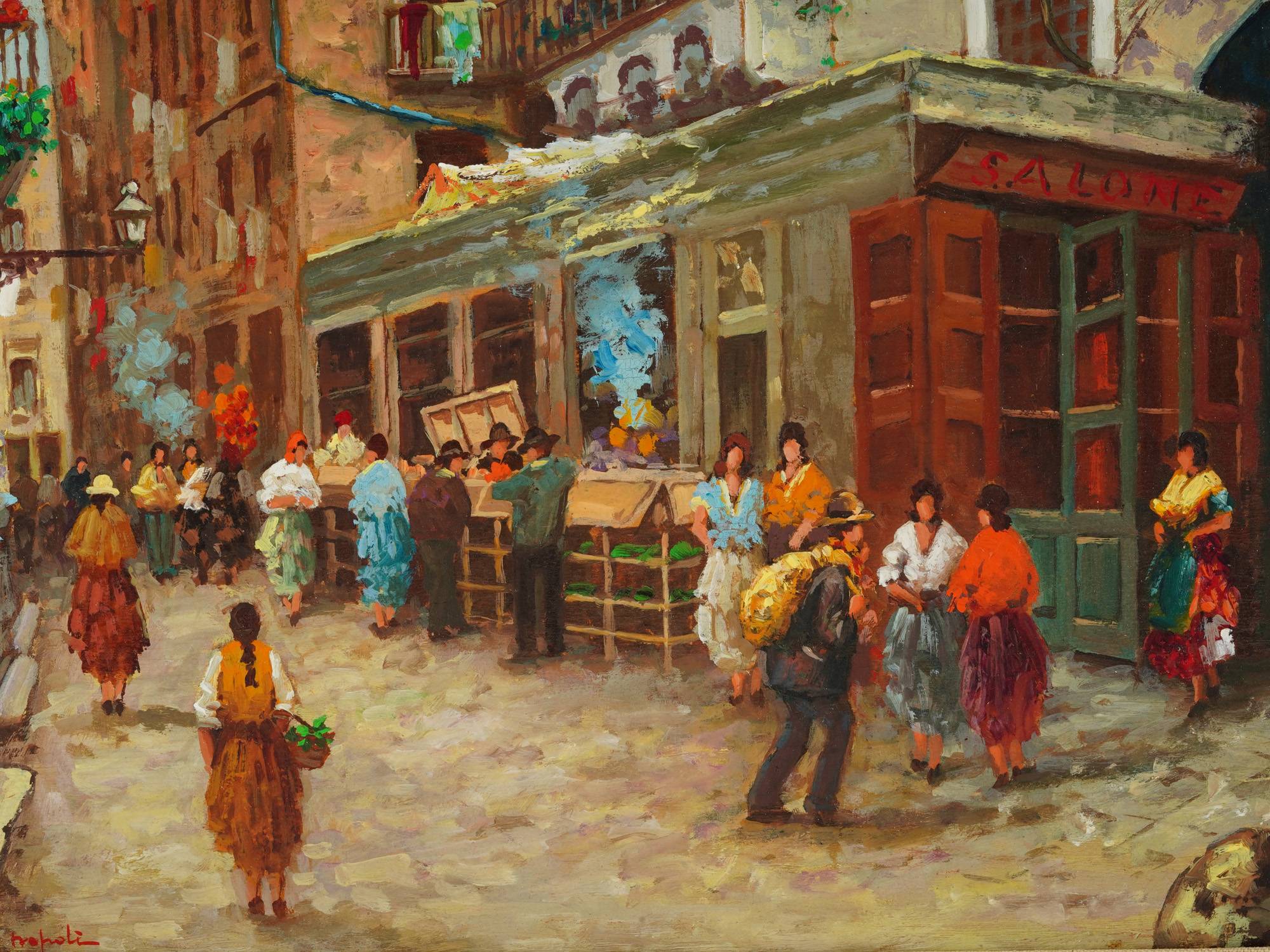 ITALIAN NAPLES OIL PAINTING BY VINCENZO CURTIELLO PIC-1