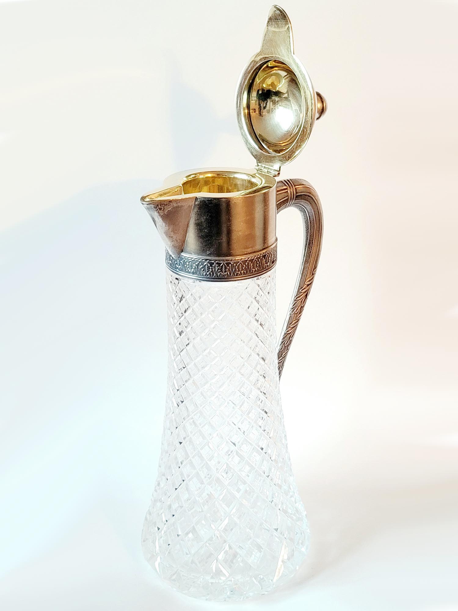 VINTAGE RUSSIAN SOVIET ERA SILVER CRYSTAL PITCHER PIC-2