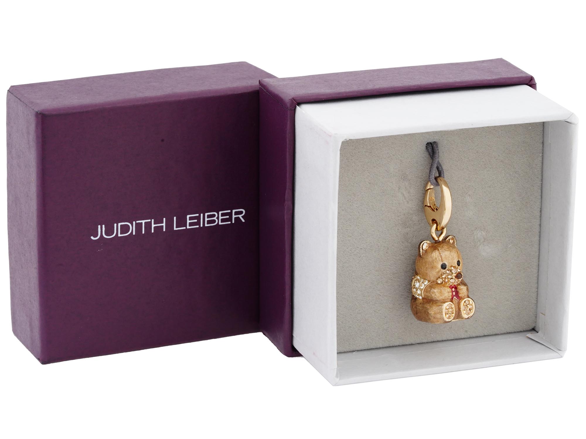 JUDITH LEIBER GILT STERLING TEDDY BEAR CHARM IOB PIC-0