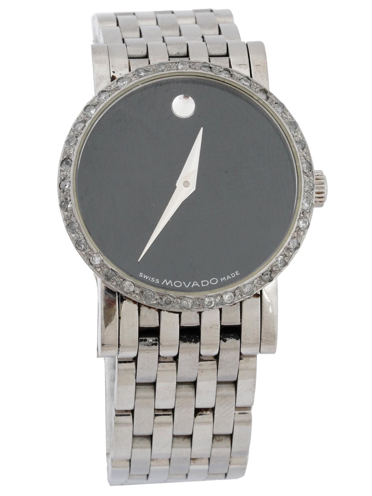 MOVADO SWISS STAINLESS STEEL DIAMONDS WRIST WATCH PIC-1