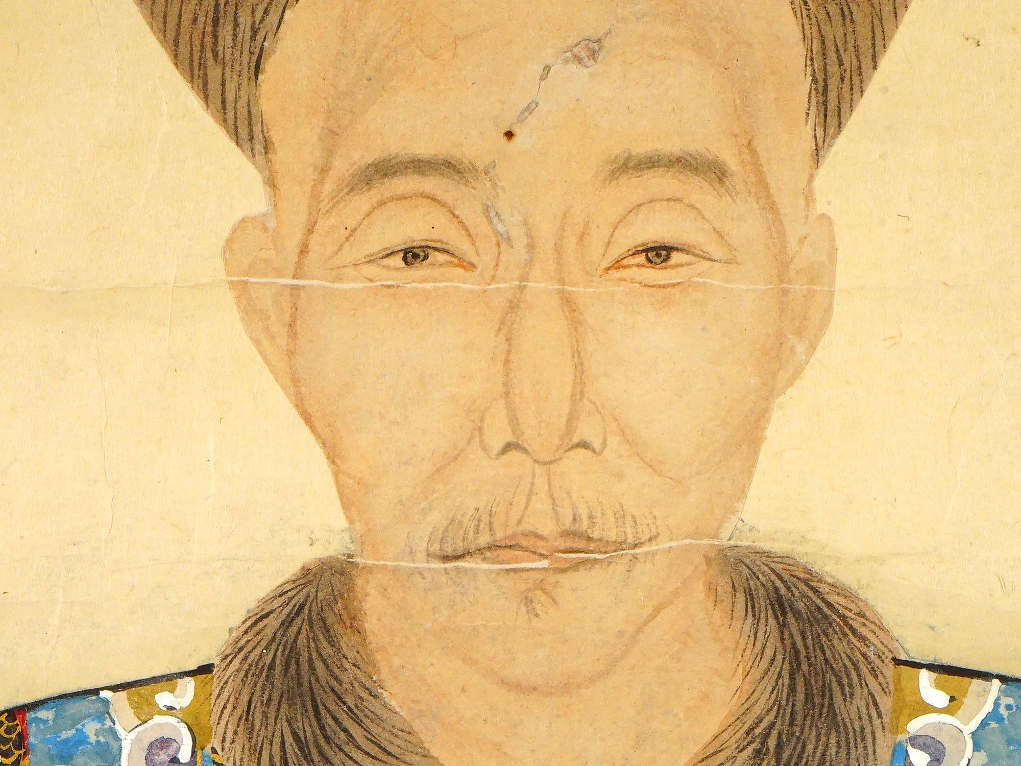 19TH C CHINESE ANCESTOR PORTRAIT WATERCOLOR PAINTING PIC-5