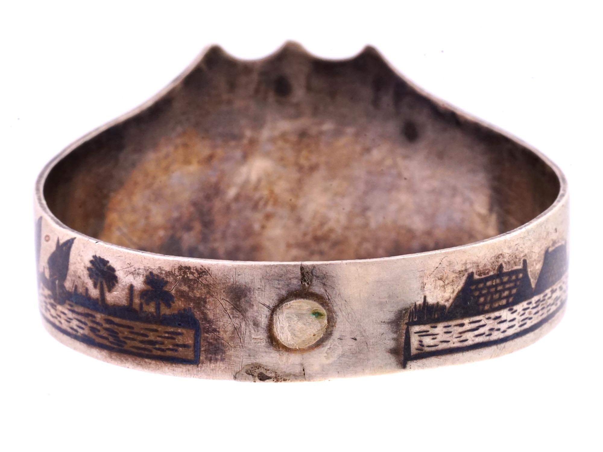 MID CENT IRAQI SILVER NIELLO AND GOLD BANGLE BRACELET PIC-2