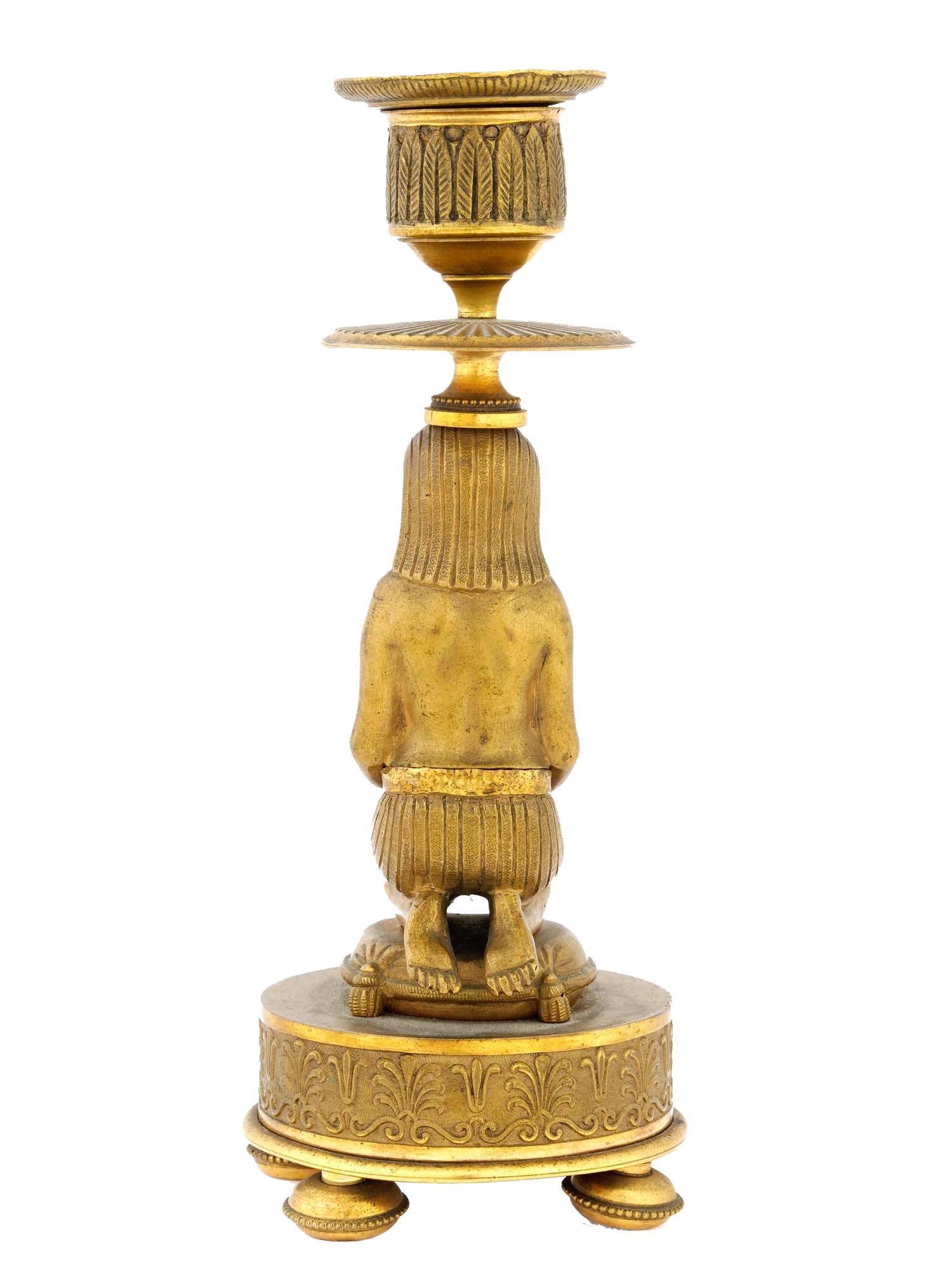 ART DECO EGYPTIAN REVIVAL GILT BRONZE CANDLESTICK PIC-4