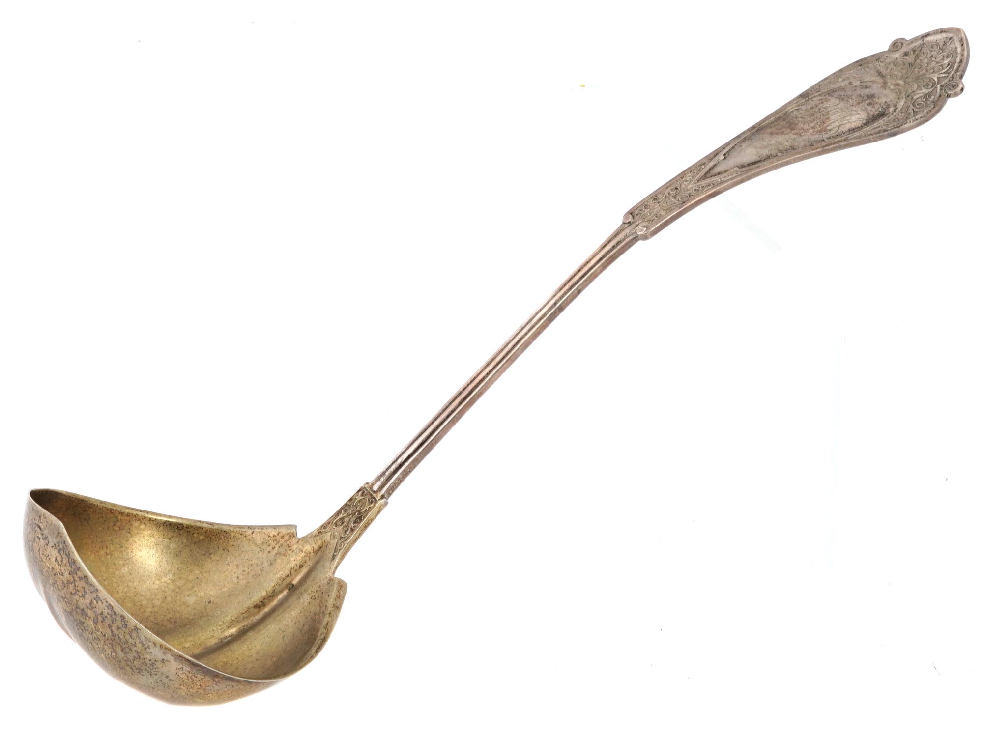 ANTIQUE AMERICAN WOOD HUGHES STERLING SILVER LADLE PIC-0