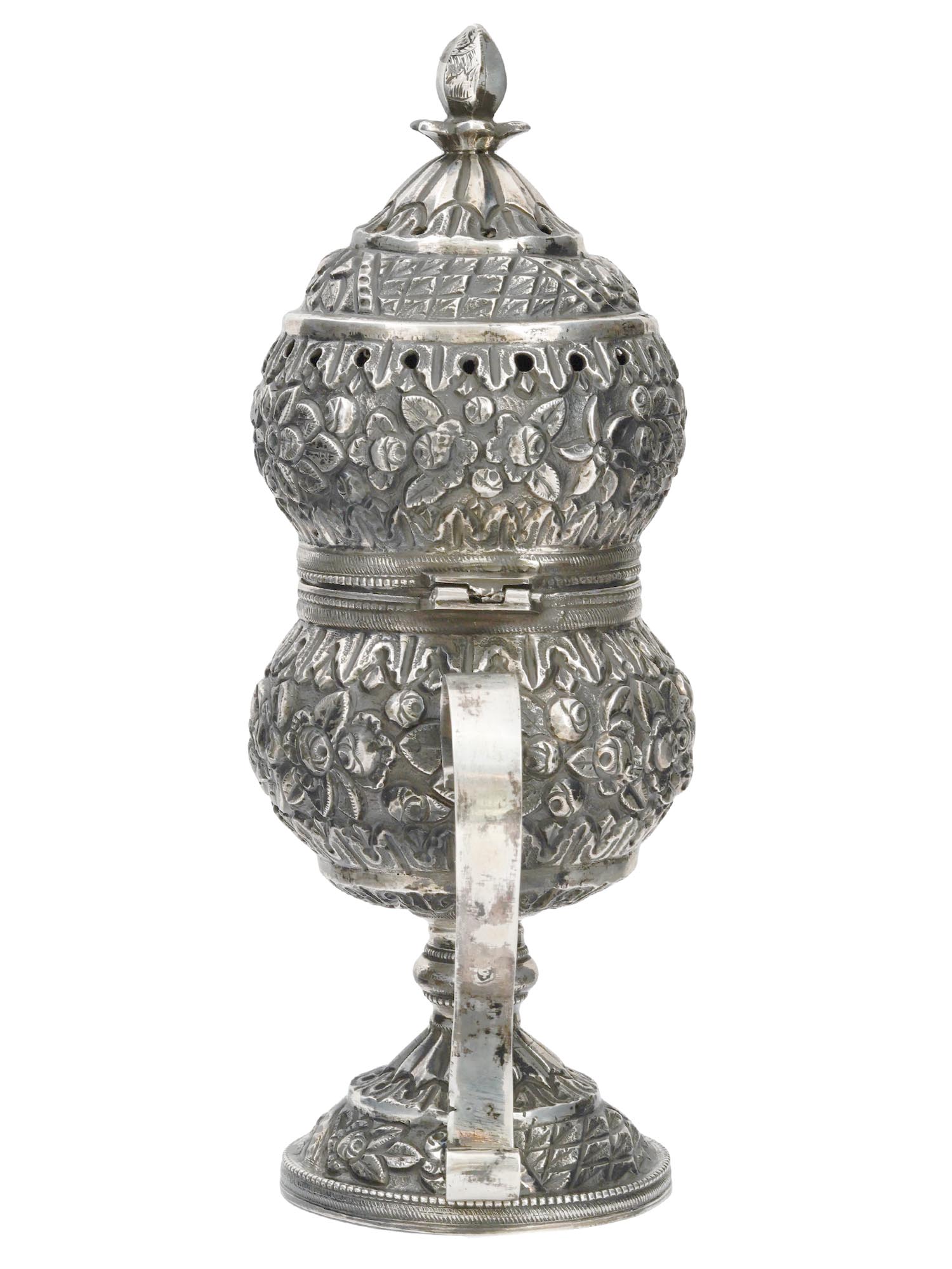 ANTIQUE 19 C TURKISH OTTOMAN SILVER INCENSE BURNER PIC-3