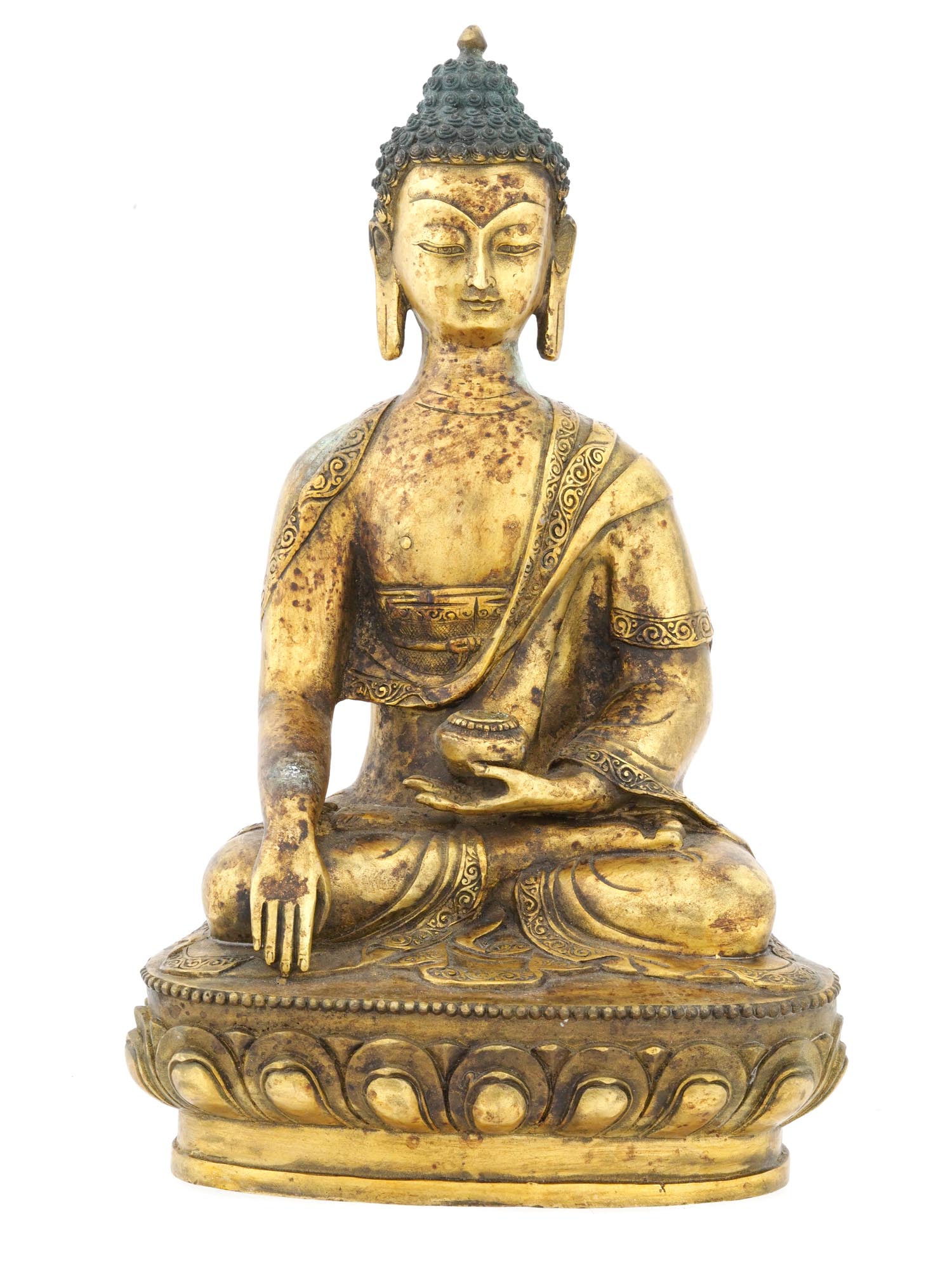 ANTIQUE CHINESE GOLD PATINA BRONZE STATUE OF BUDDHA PIC-0