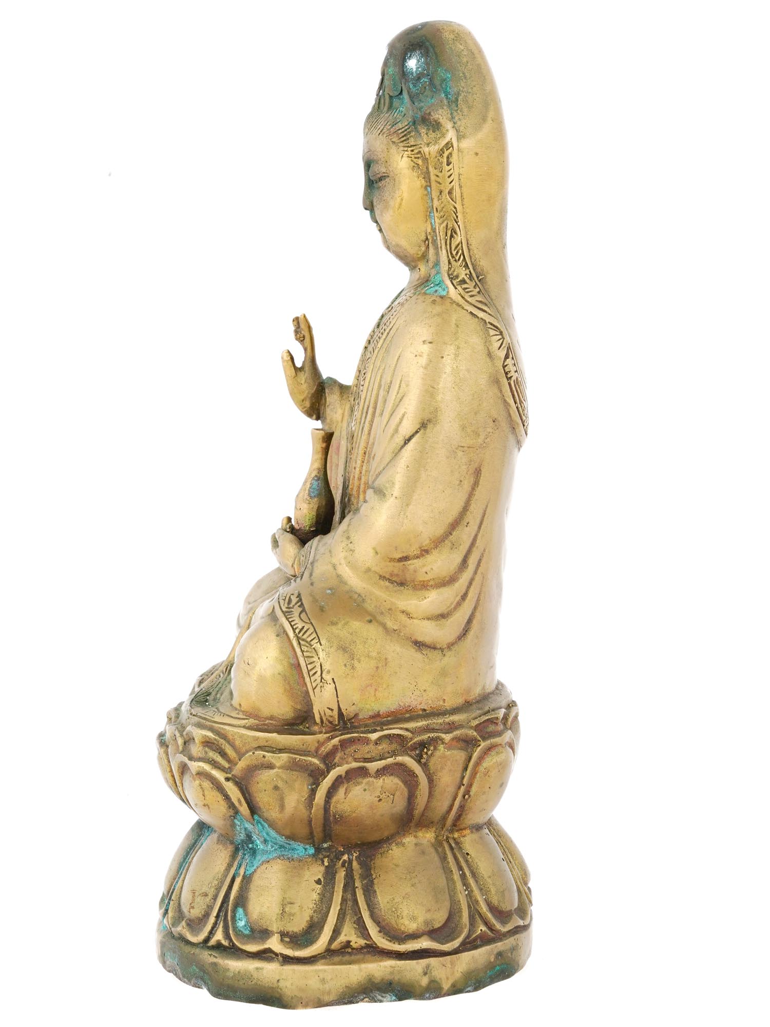 ANTIQUE CHINESE PATINATED BRONZE FIGURE OF GUANYIN PIC-2