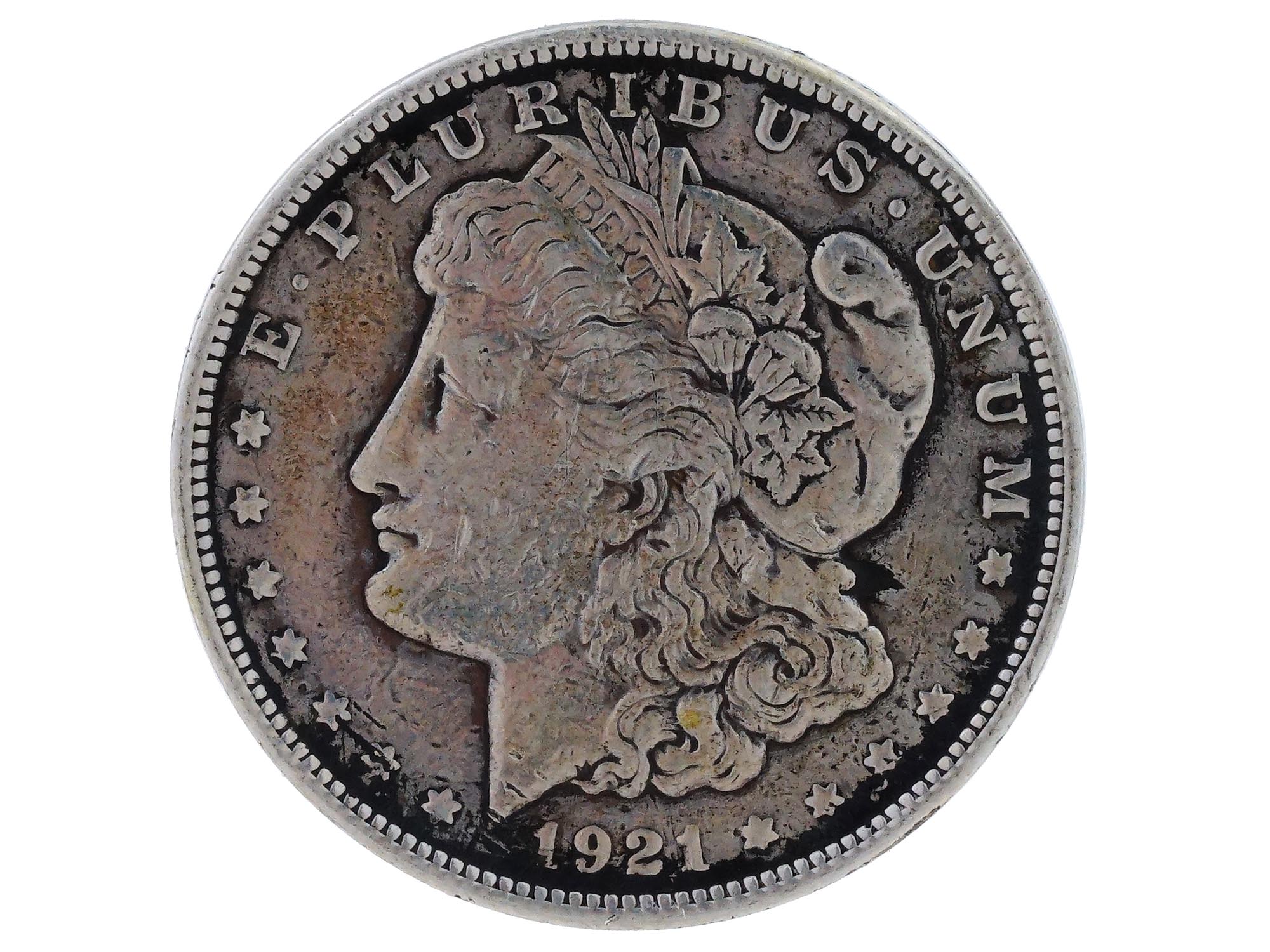 ANTIQUE AMERICAN 1921 MORGAN 1 DOLLAR SILVER COIN PIC-0
