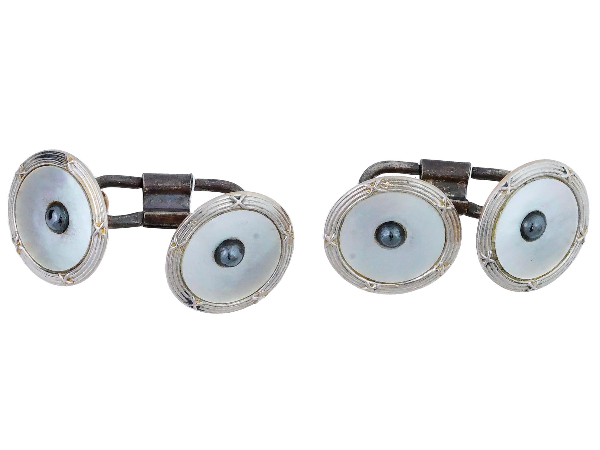 PAIR OF ART DECO CARTIER MOTHER OF PEARL CUFFLINKS PIC-0
