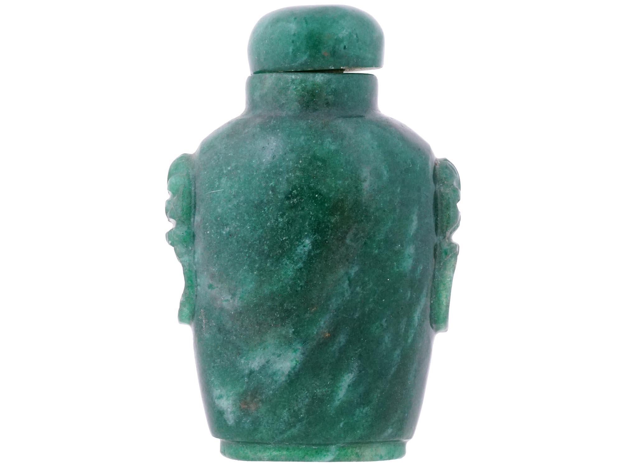 CHINESE HAND CARVED JADE SNUFF BOTTLE WITH STOPPER PIC-2