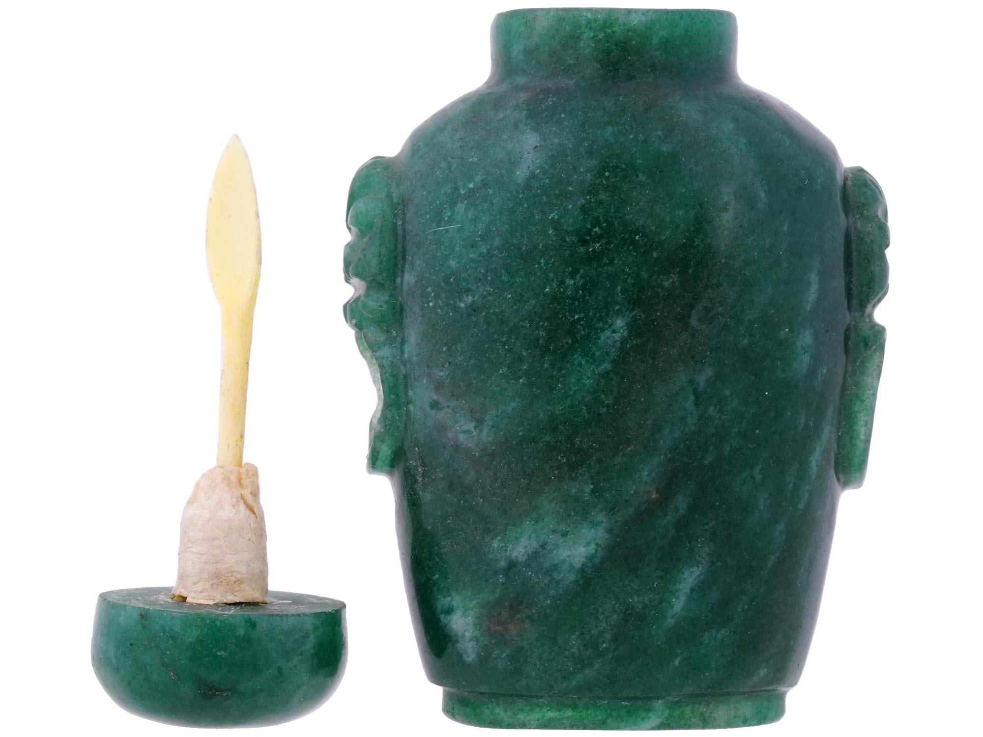 CHINESE HAND CARVED JADE SNUFF BOTTLE WITH STOPPER PIC-3