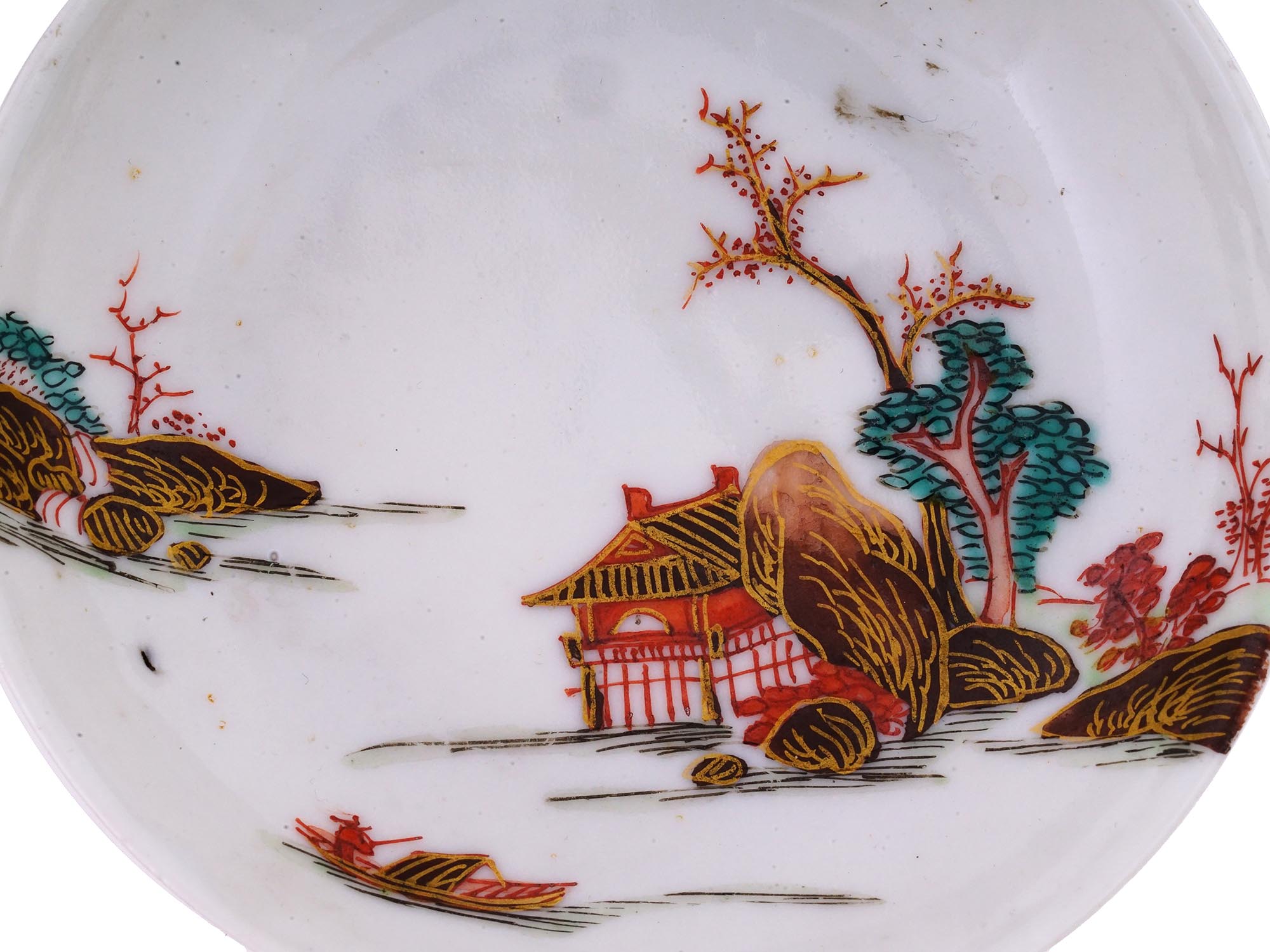 VINTAGE CHINESE GILT PORCELAIN TEA BOWL AND SAUCER PIC-8