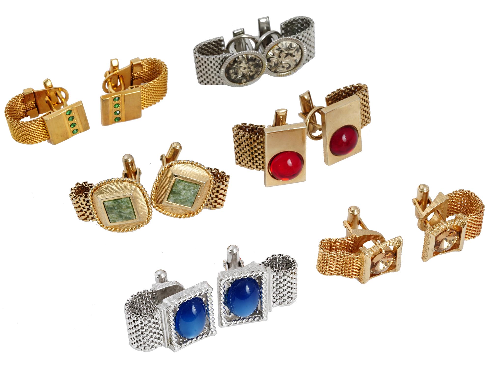 LARGE COLLECTION OF VINTAGE COSTUME JEWELRY CUFFLINKS PIC-6