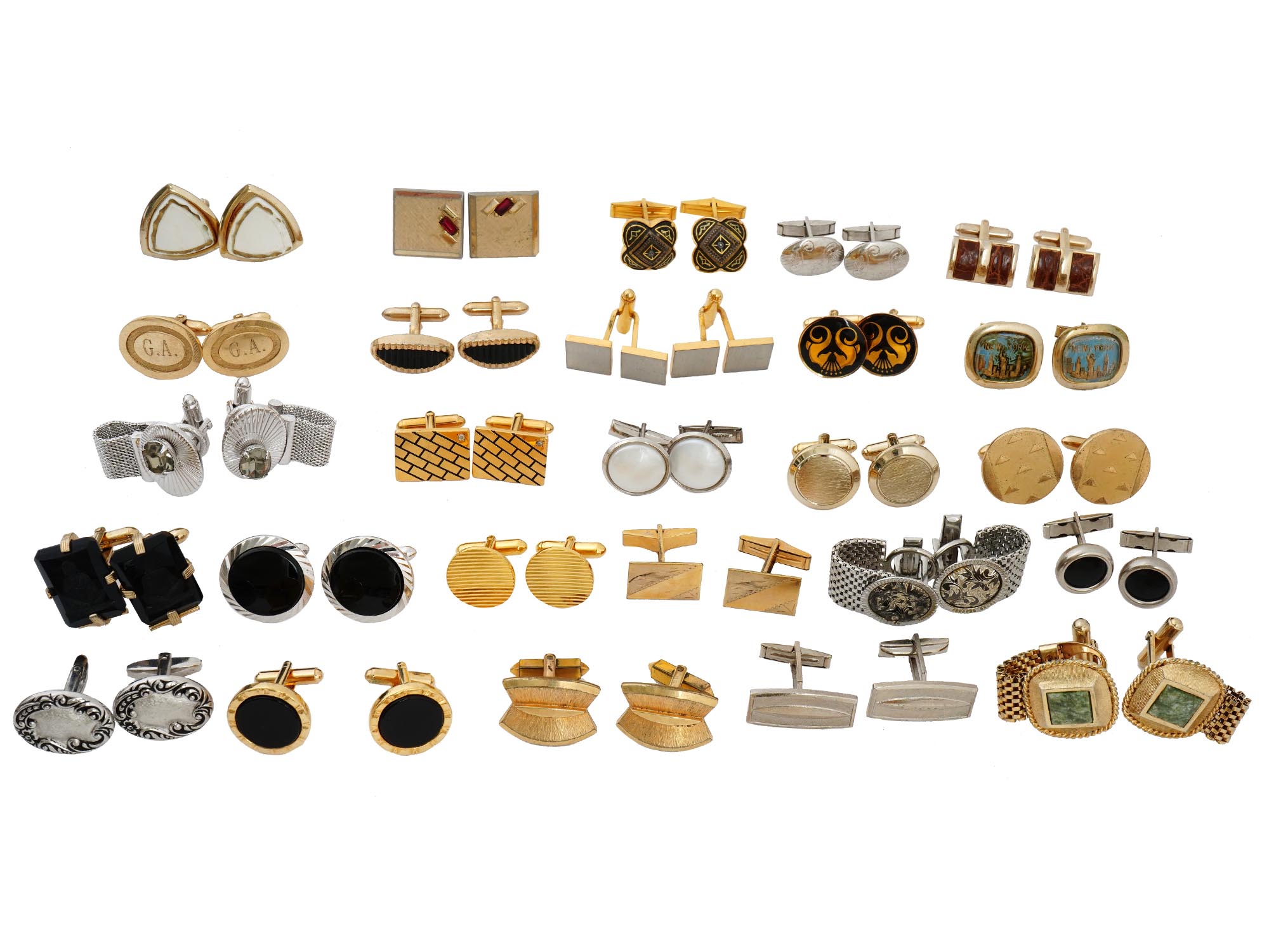 LARGE COLLECTION OF VINTAGE COSTUME JEWELRY CUFFLINKS PIC-3