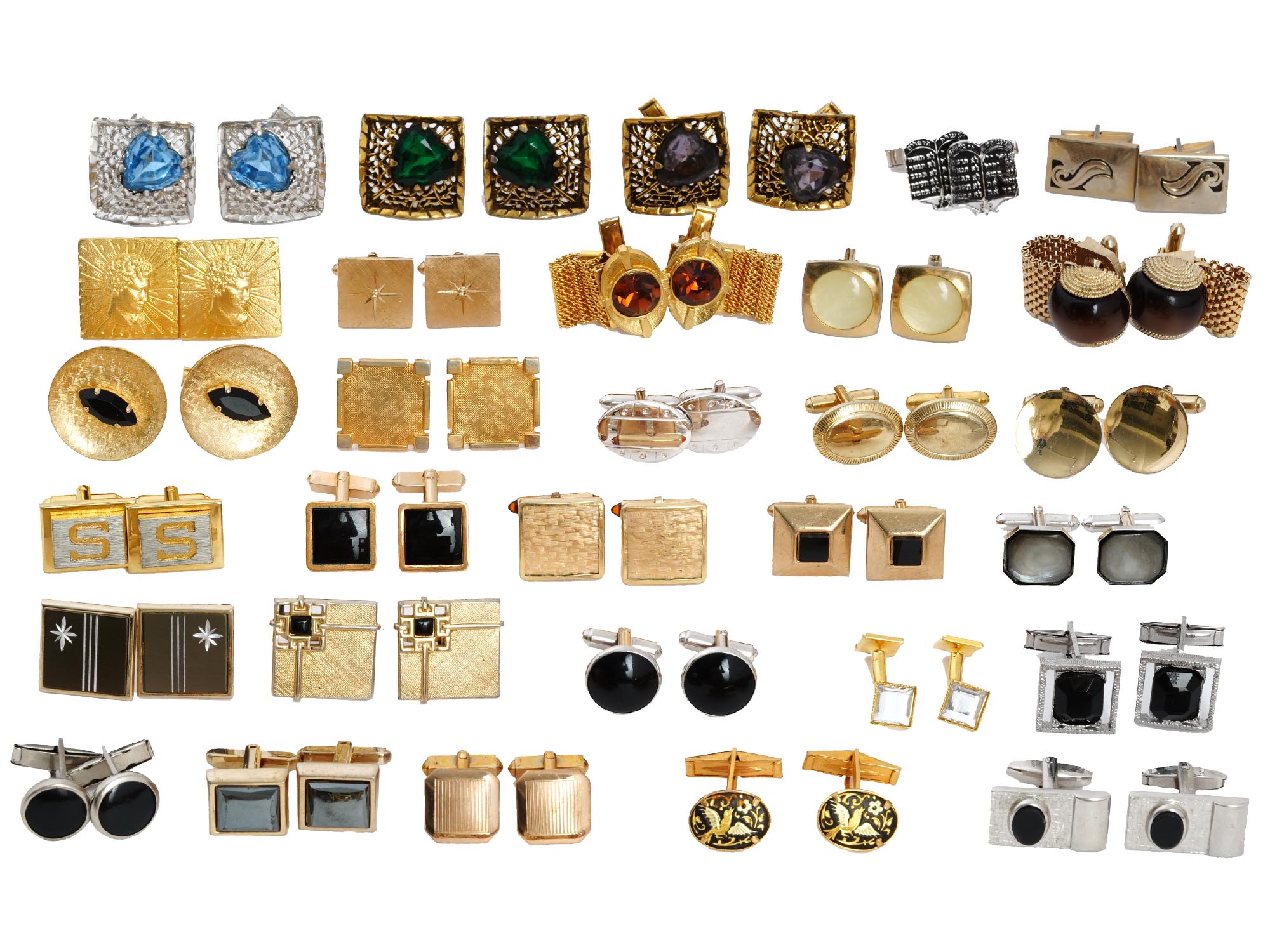 LARGE COLLECTION OF VINTAGE COSTUME JEWELRY CUFFLINKS PIC-4