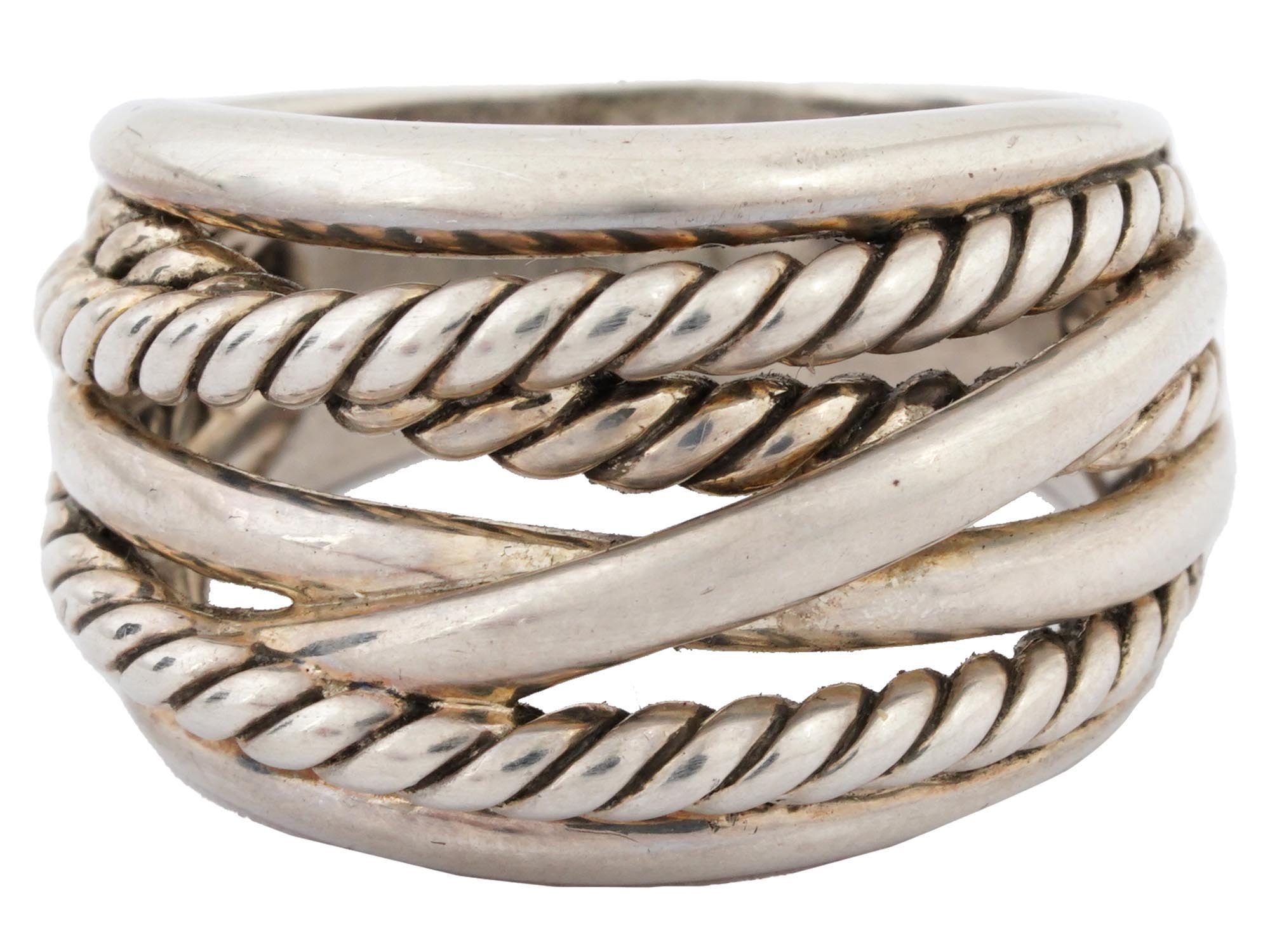 DAVID YURMAN STERLING SILVER CROSSOVER BAND RING PIC-1