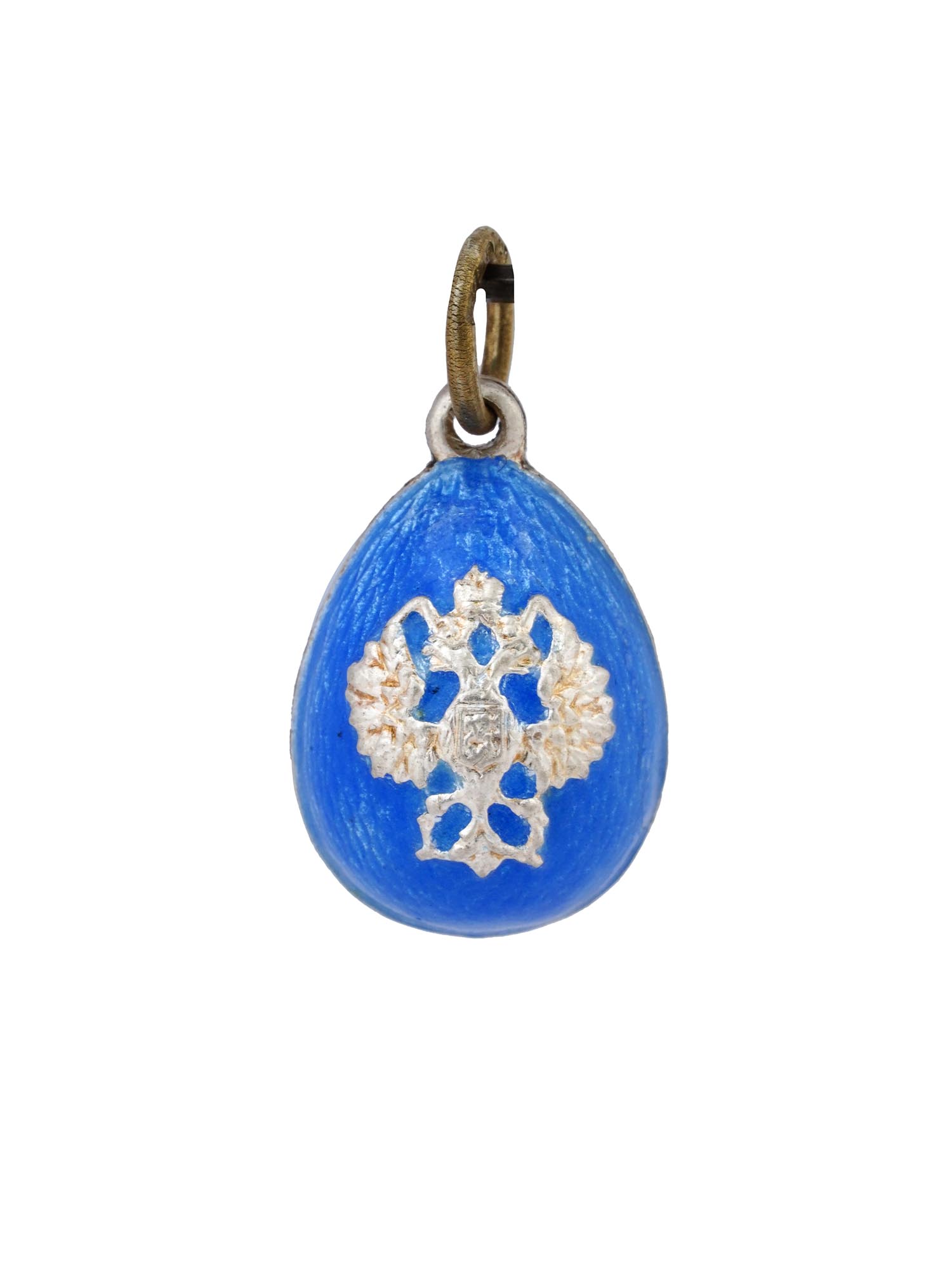 RUSSIAN GILT SILVER GUILLOCHE ENAMEL EGG PENDANT PIC-0