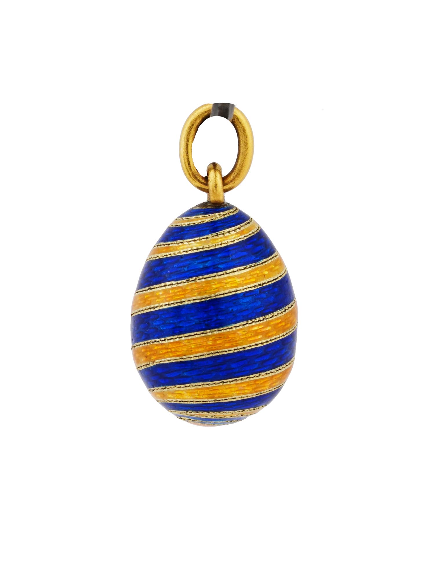 RUSSIAN ST PETERSBURG 14K GOLD ENAMEL EGG PENDANT PIC-0