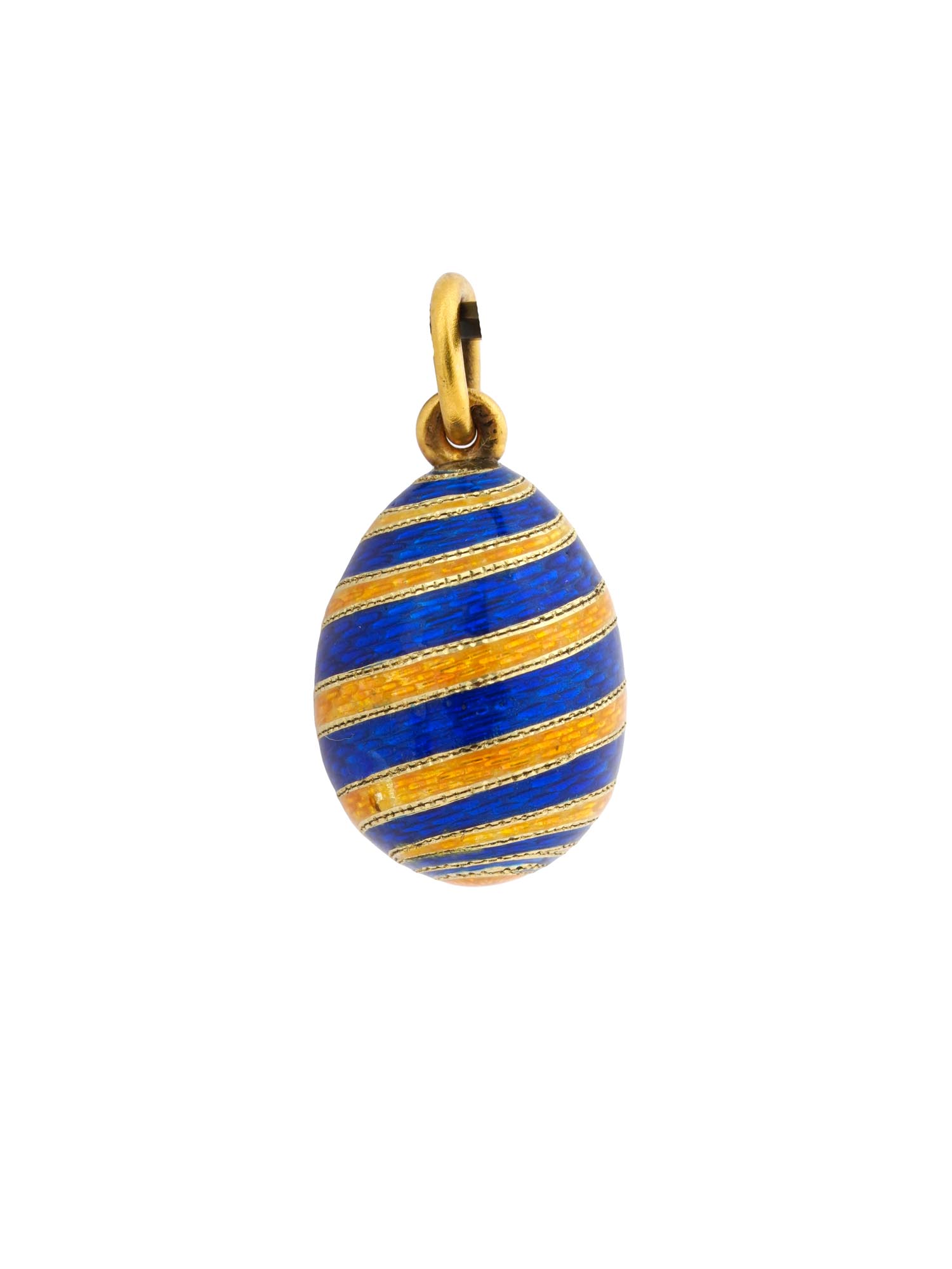 RUSSIAN ST PETERSBURG 14K GOLD ENAMEL EGG PENDANT PIC-1