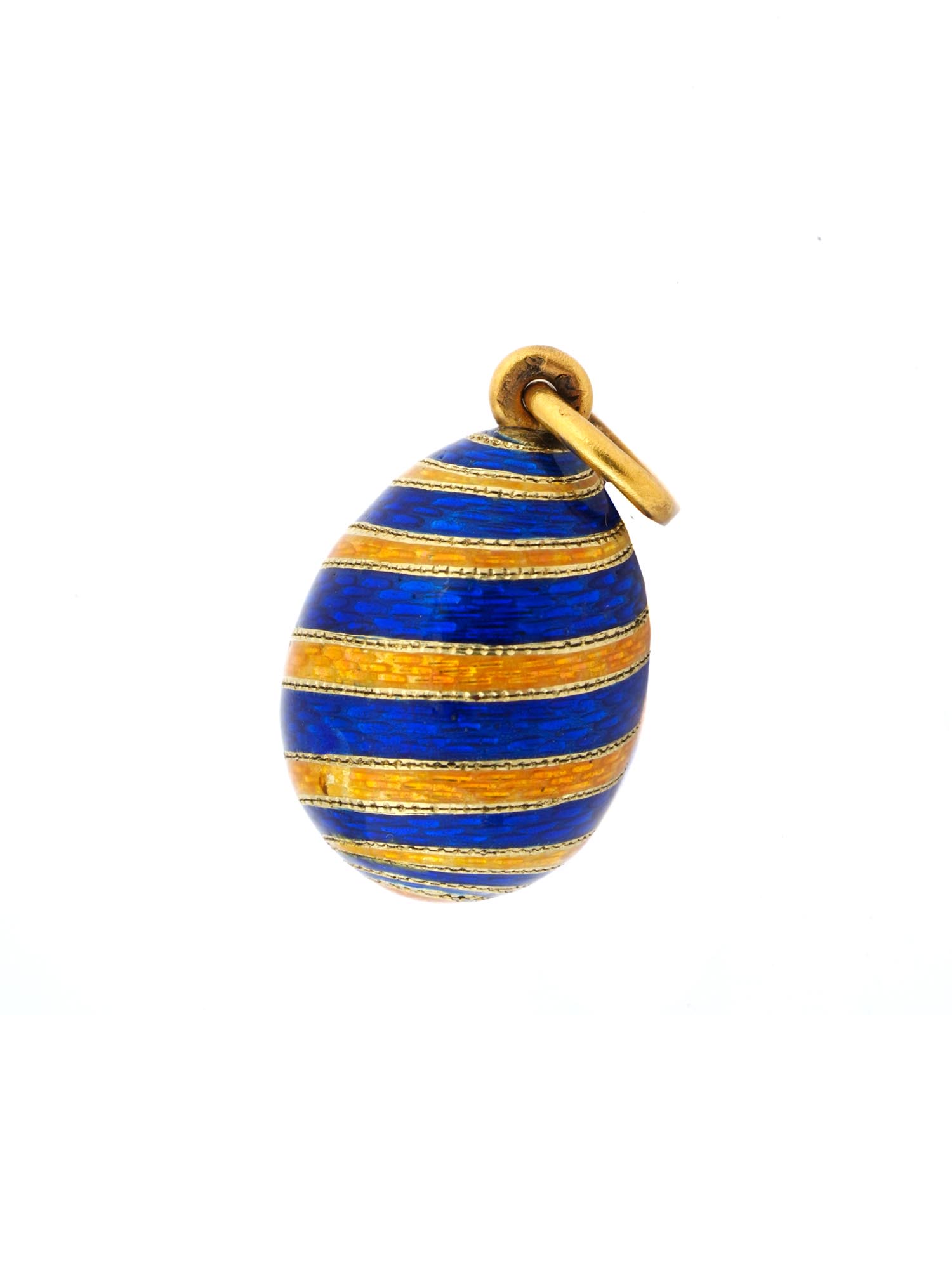 RUSSIAN ST PETERSBURG 14K GOLD ENAMEL EGG PENDANT PIC-2