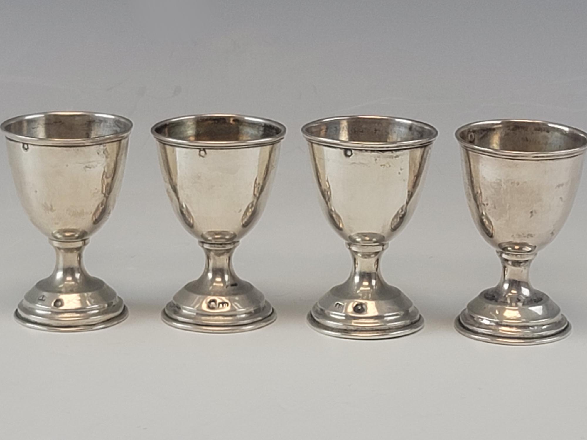 19C ANTIQUE AUSTRIAN SILVER EGG SERVER CUPS SPOONS PIC-3