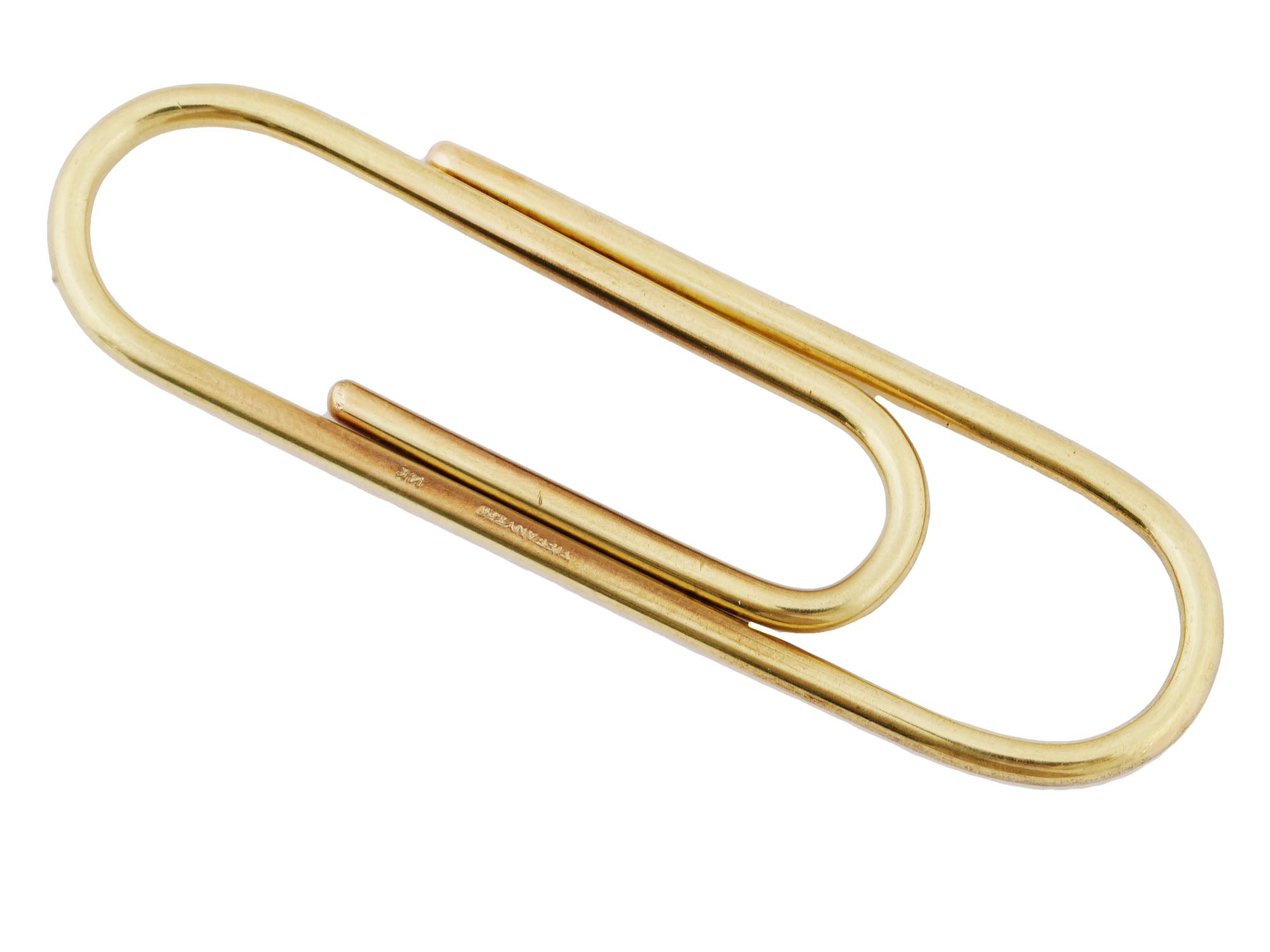 VINTAGE TIFFANY 14K YELLOW GOLD PAPERCLIP MONEY CLIP PIC-0