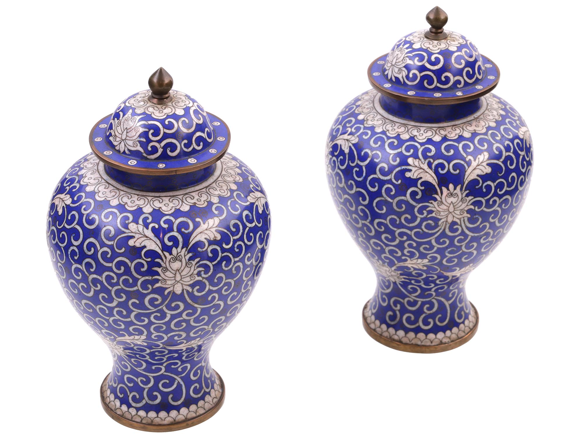 CHINESE BLUE AND WHITE CLOISONNE ENAMEL TEA JAR PIC-1