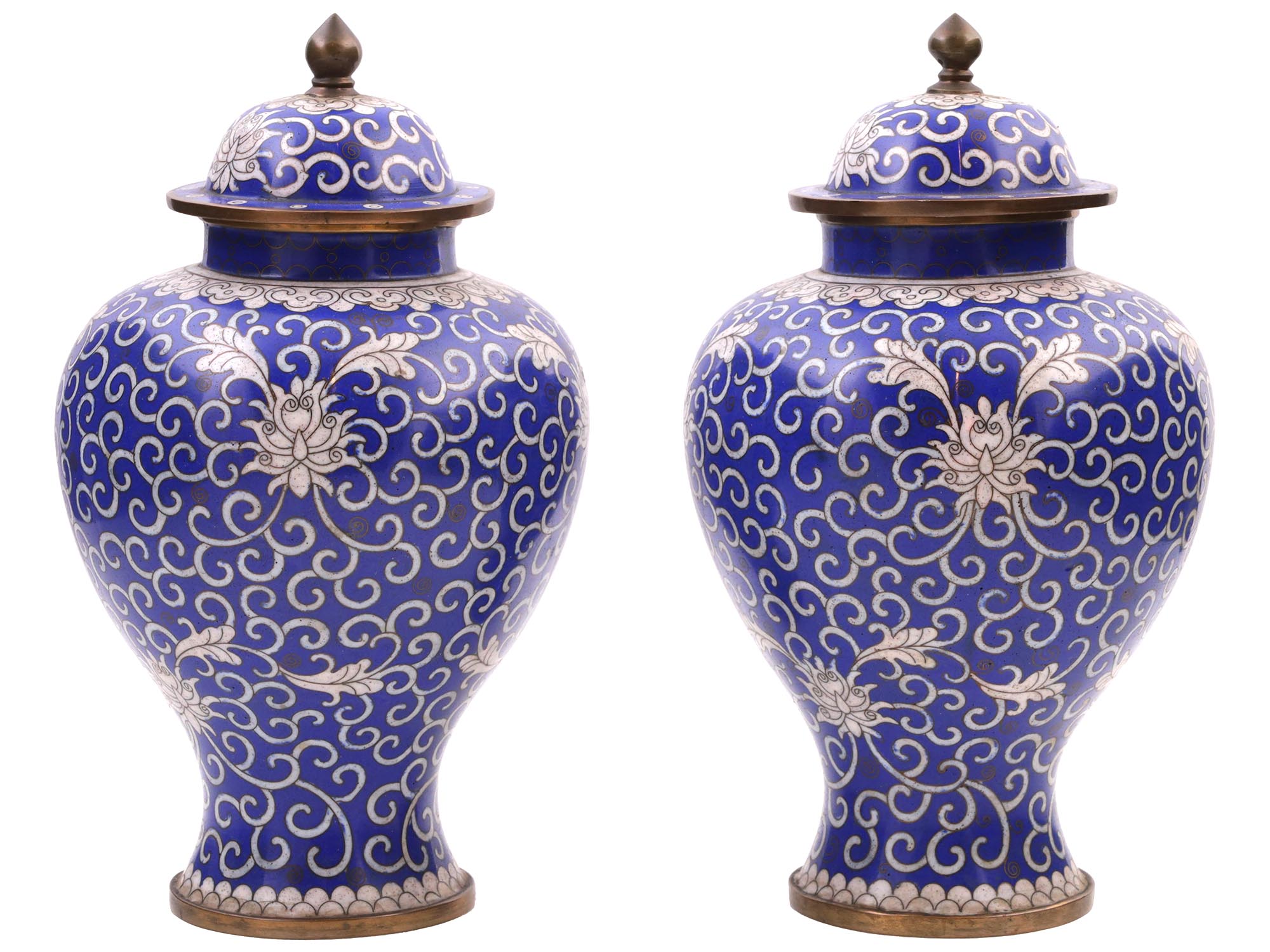 CHINESE BLUE AND WHITE CLOISONNE ENAMEL TEA JAR PIC-0
