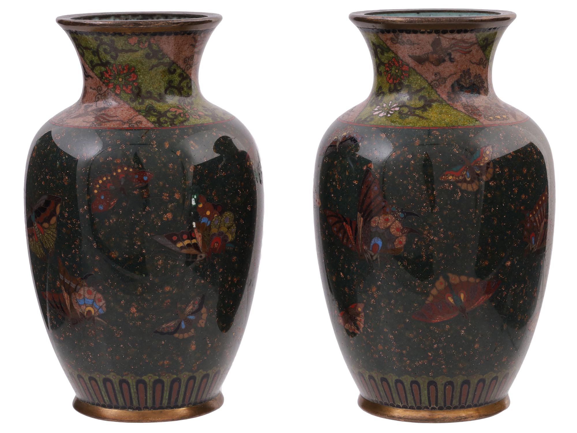 ATTR TO NAMIKAWA RARE JAPANESE CLOISONNE ENAMEL VASES PIC-2