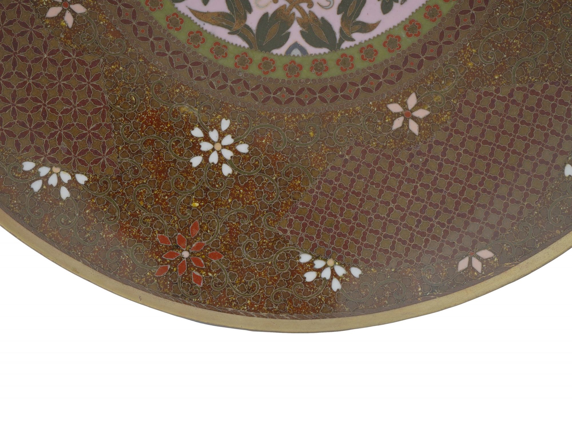 JAPANESE GOLDSTONE CLOISONNE ENAMEL PLATE CHARGER PIC-4