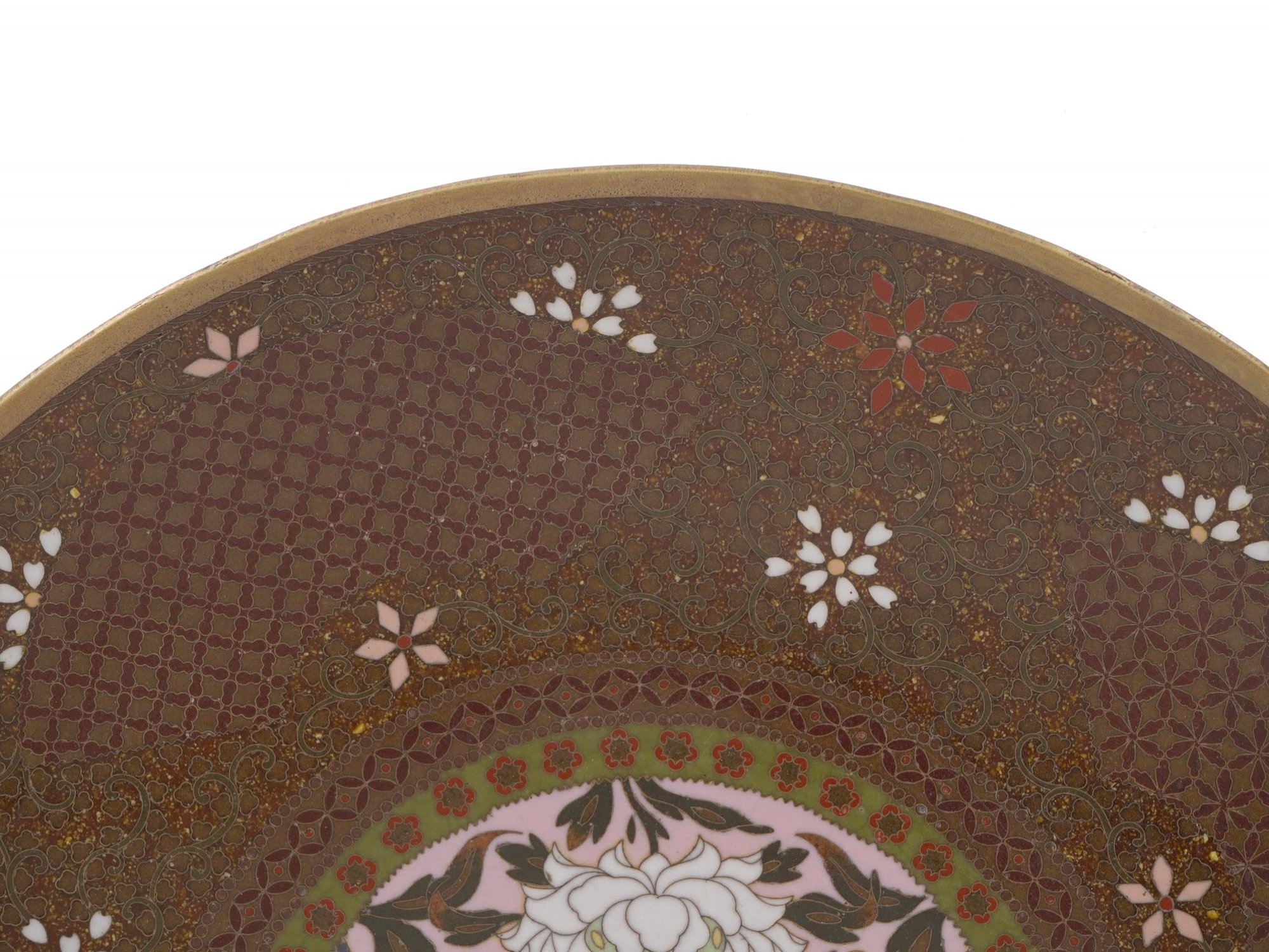 JAPANESE GOLDSTONE CLOISONNE ENAMEL PLATE CHARGER PIC-3