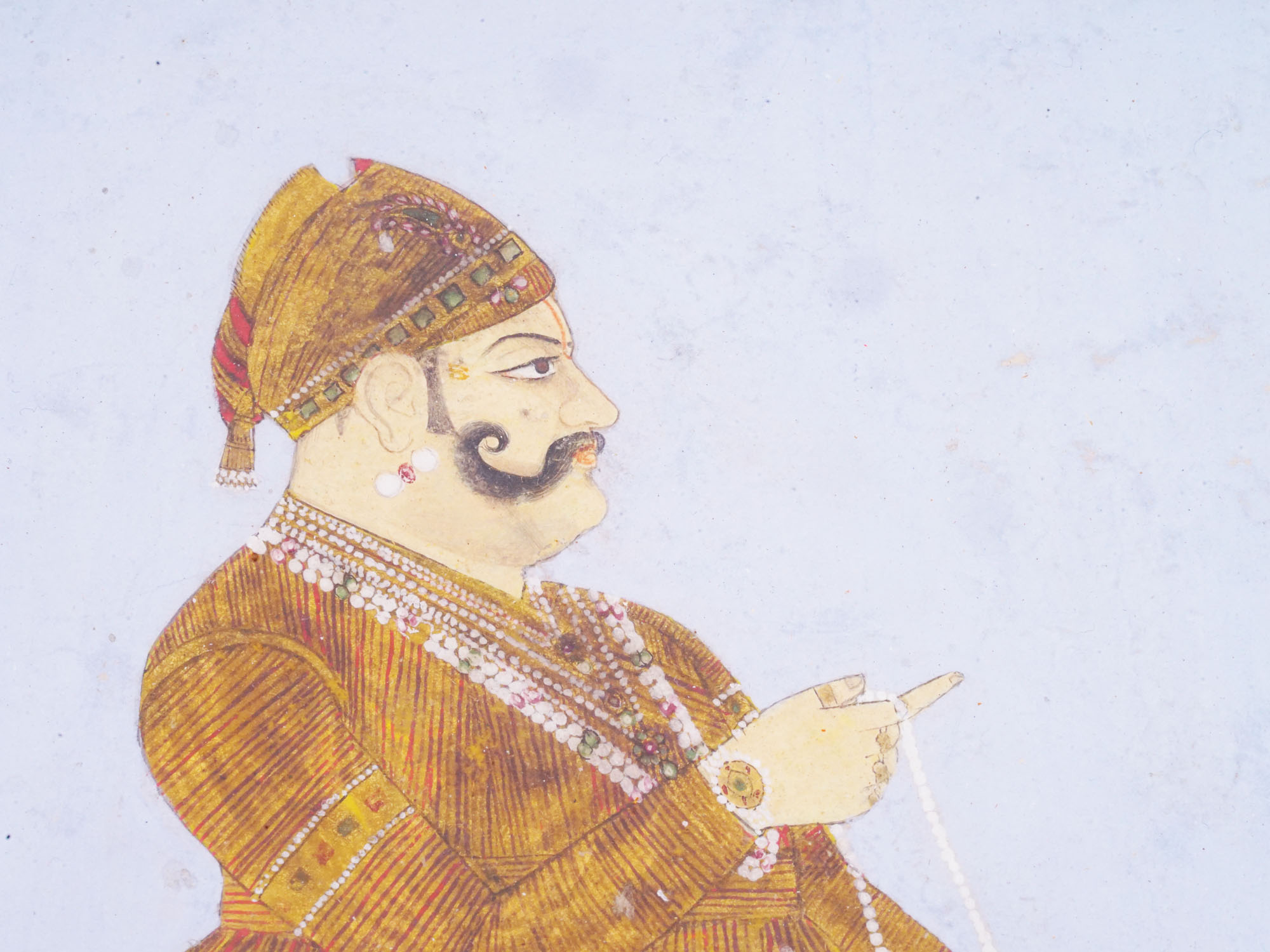 ANTIQUE INDIAN MUGHAL NOBLEMAN MINIATURE PAINTING PIC-2