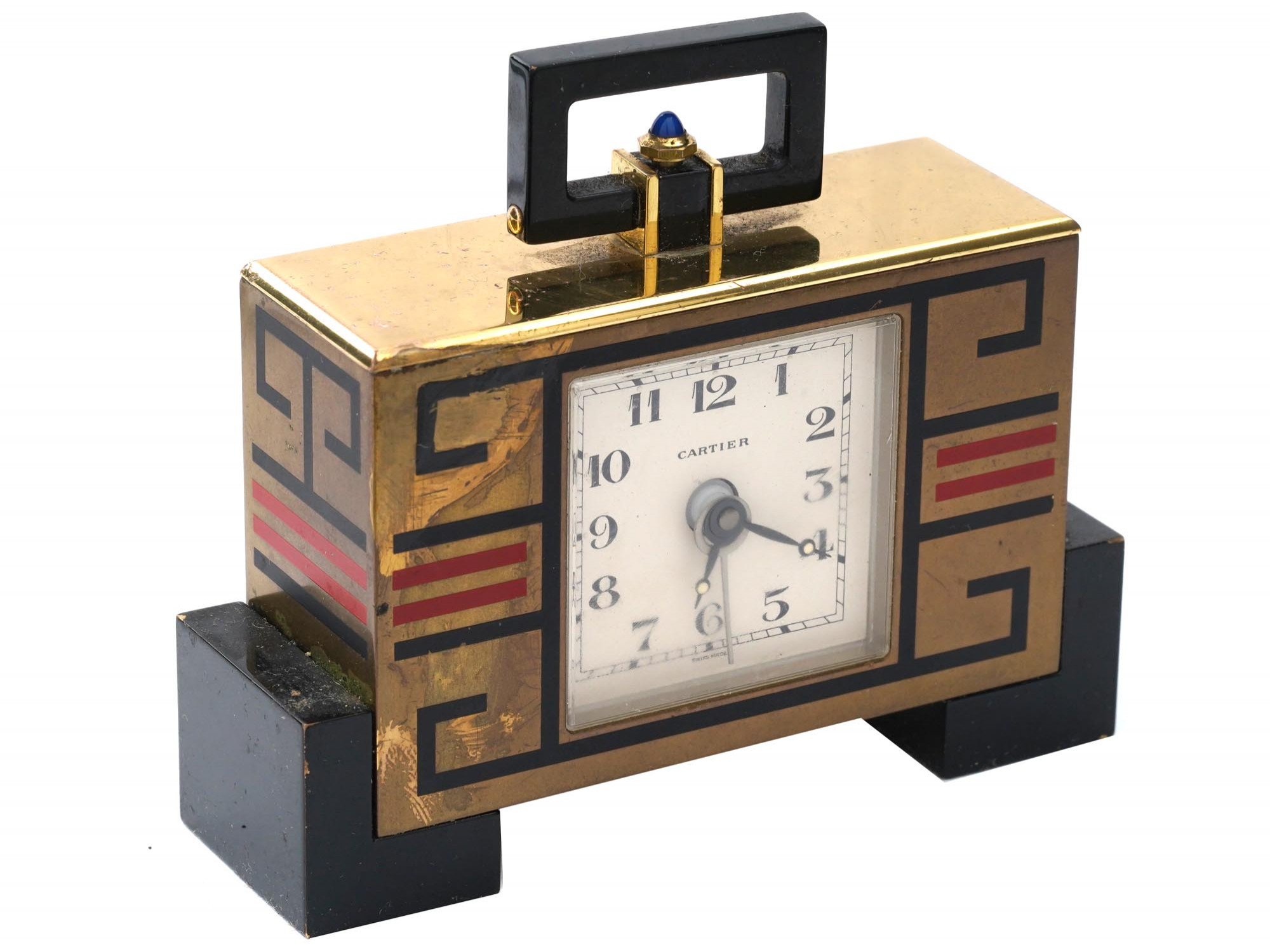 VINTAGE ART DECO CUBIST TRAVEL CLOCK CARTIER 1988 PIC-1