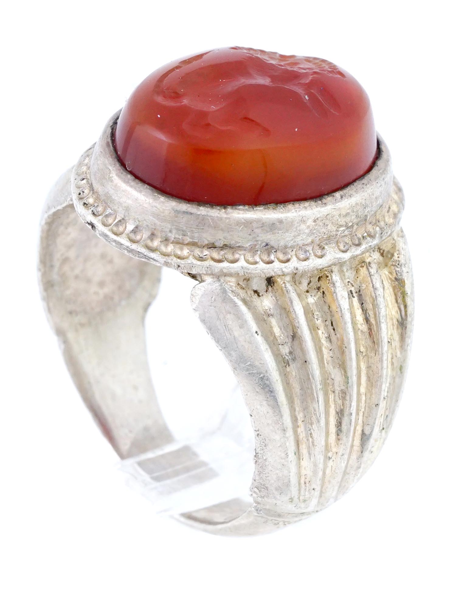 ANTIQUE VICTORIAN SILVER CARNELIAN INTAGLIO RING PIC-7