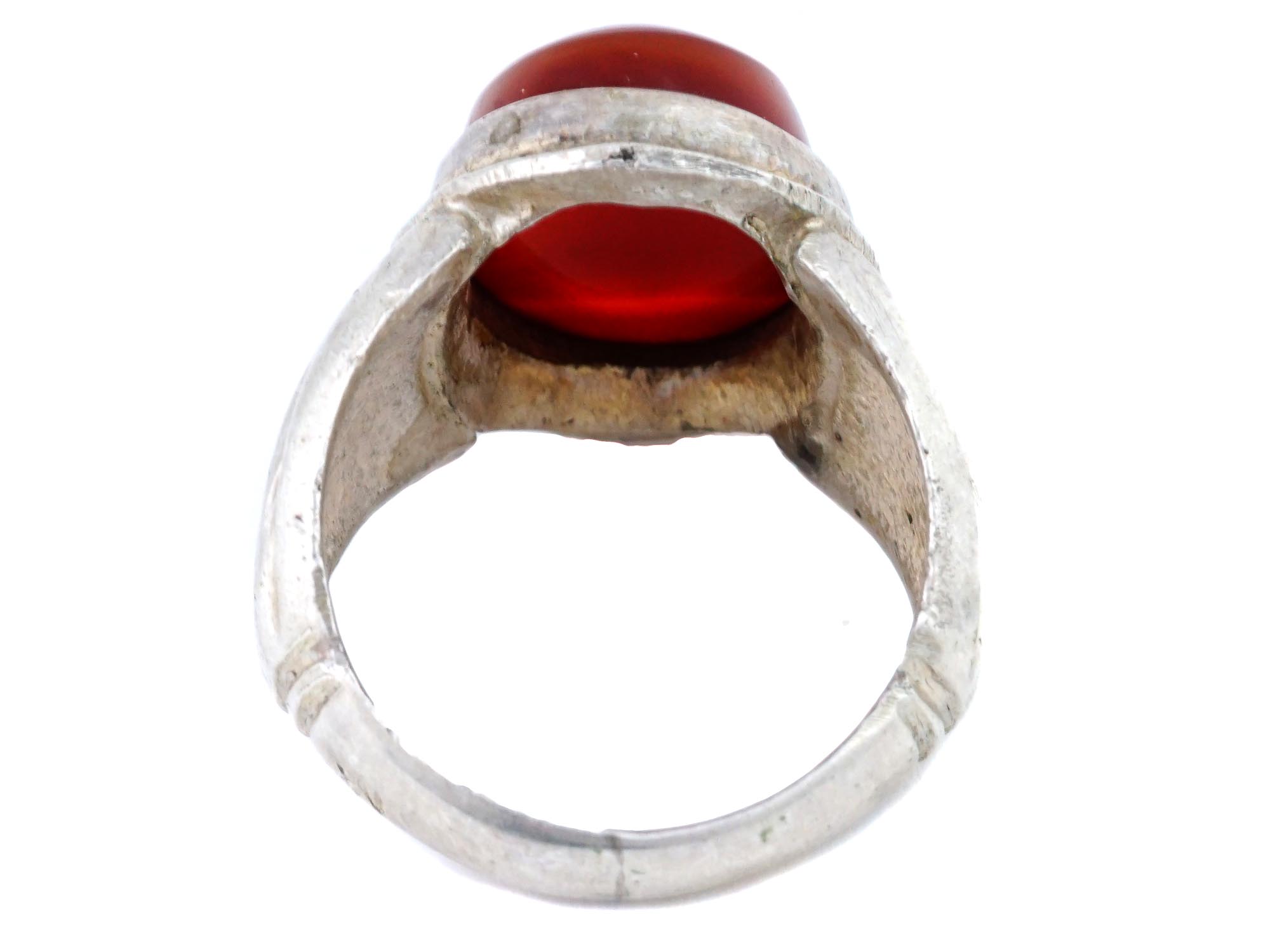 ANTIQUE VICTORIAN SILVER CARNELIAN INTAGLIO RING PIC-4