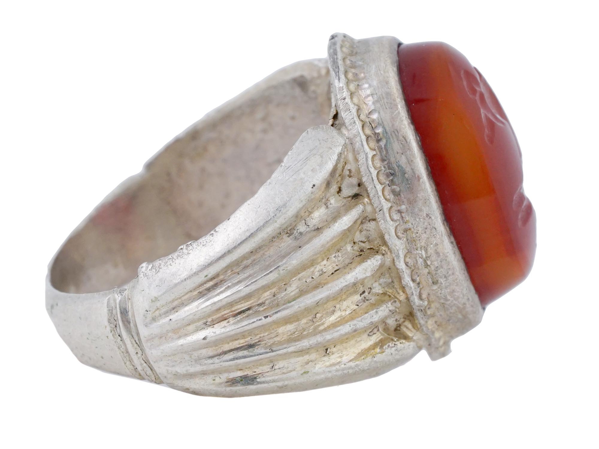 ANTIQUE VICTORIAN SILVER CARNELIAN INTAGLIO RING PIC-3