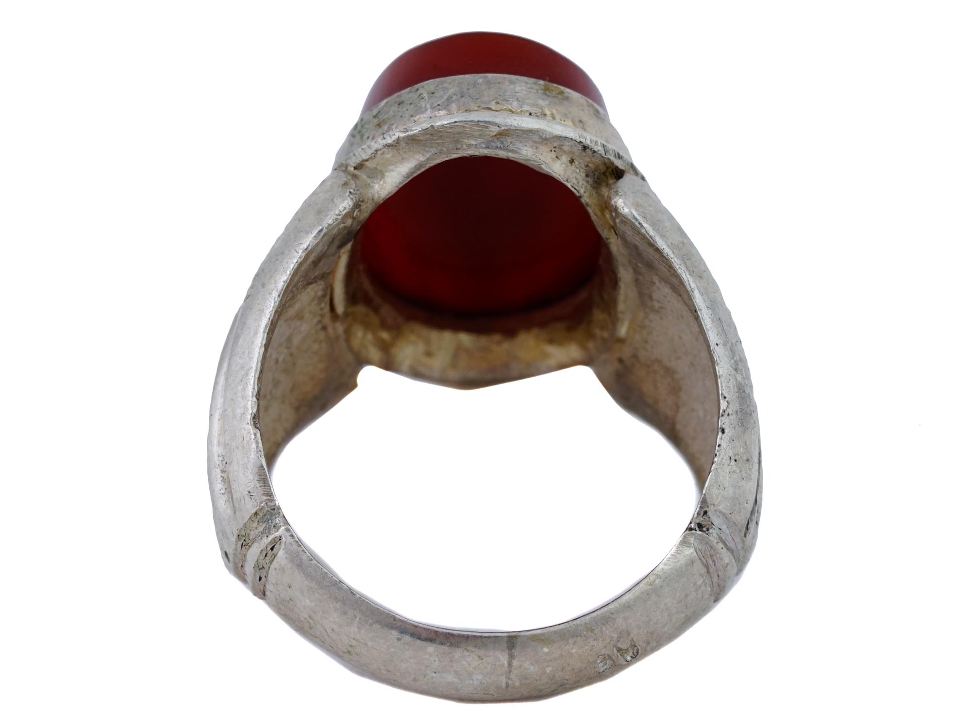 ANTIQUE VICTORIAN SILVER CARNELIAN INTAGLIO RING PIC-5