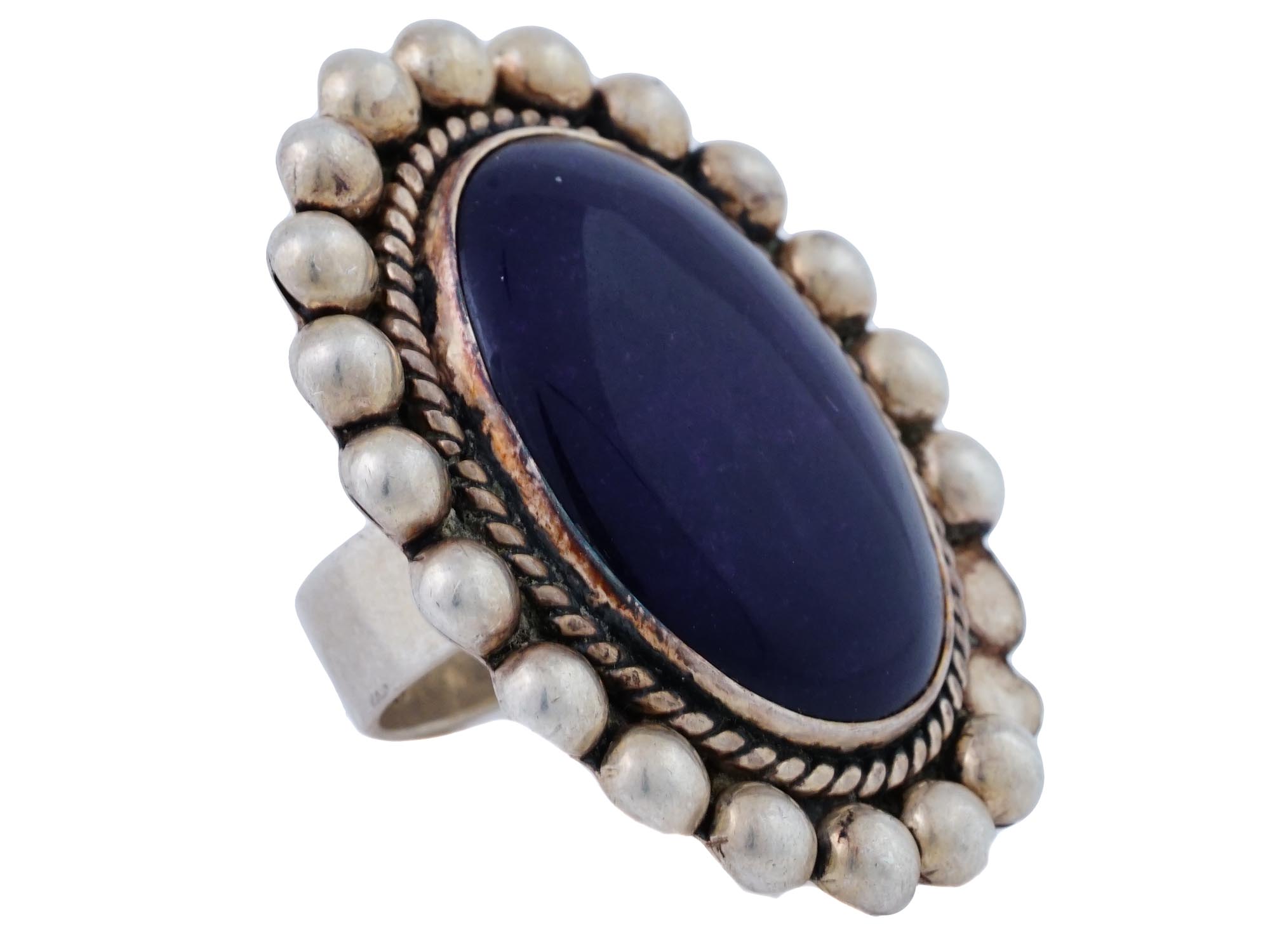 VINTAGE MEXICAN STERLING SILVER LAPIS LAZULI RING PIC-0