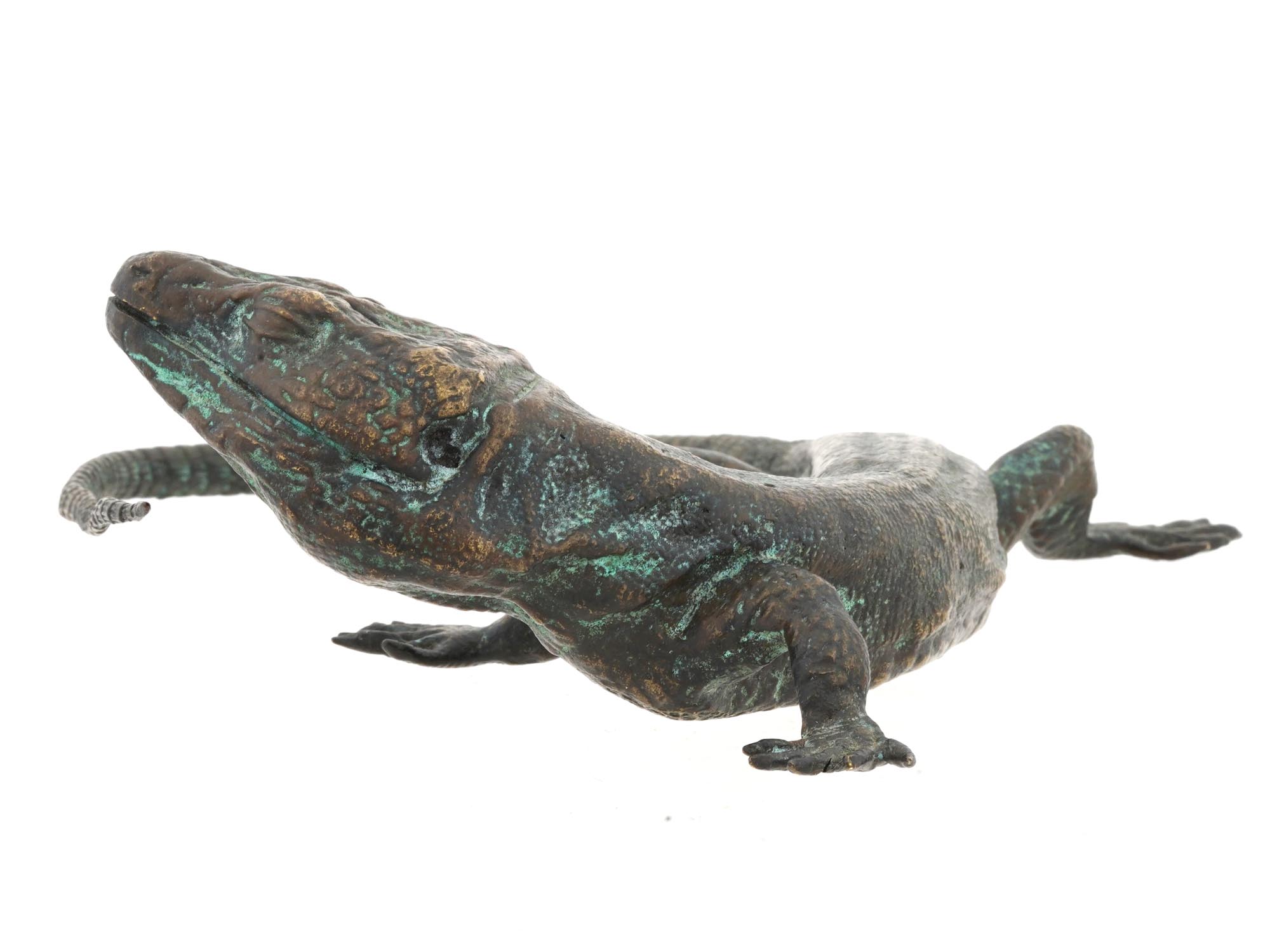 LINDA HORN MODERN BRONZE SCULPTURE OF A LIZARD PIC-2