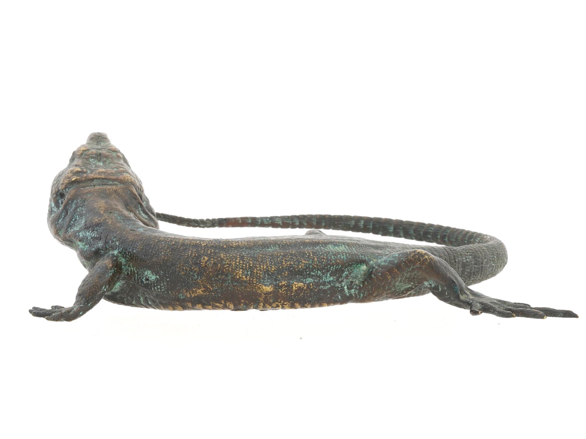 LINDA HORN MODERN BRONZE SCULPTURE OF A LIZARD PIC-4