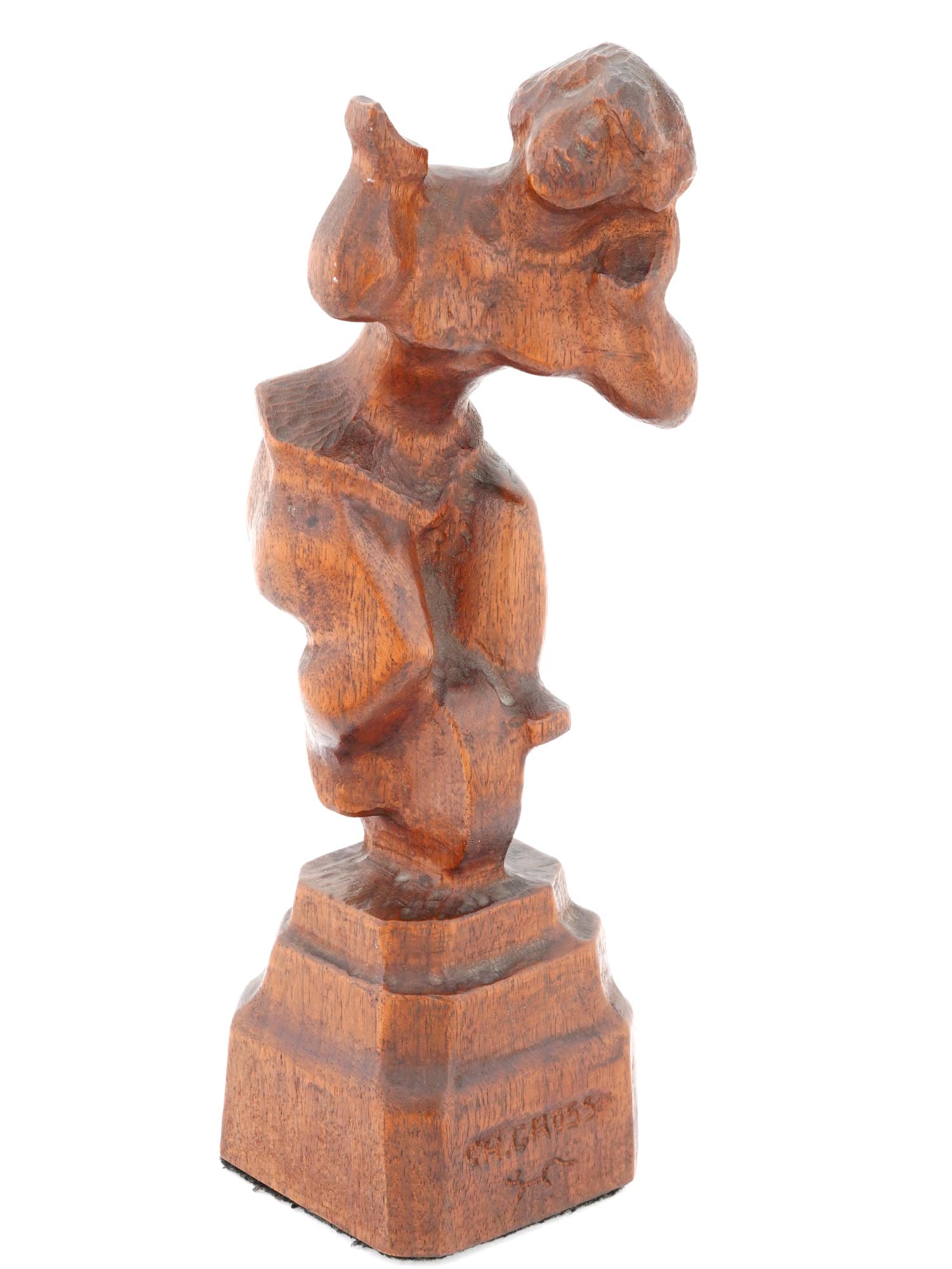 GIRL ON WHEEL WOODEN SCULPTURE BY CHAIM GROSS PIC-0