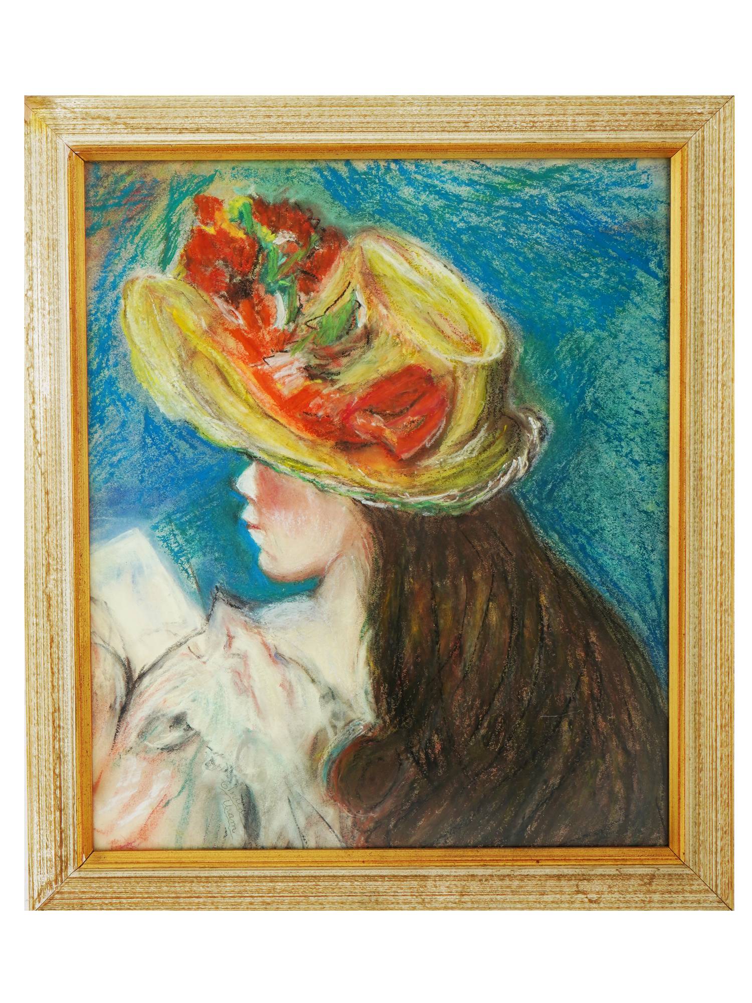 OIL PASTEL PAINTING AFTER RENOIR SIGNED BY ARTIST PIC-0