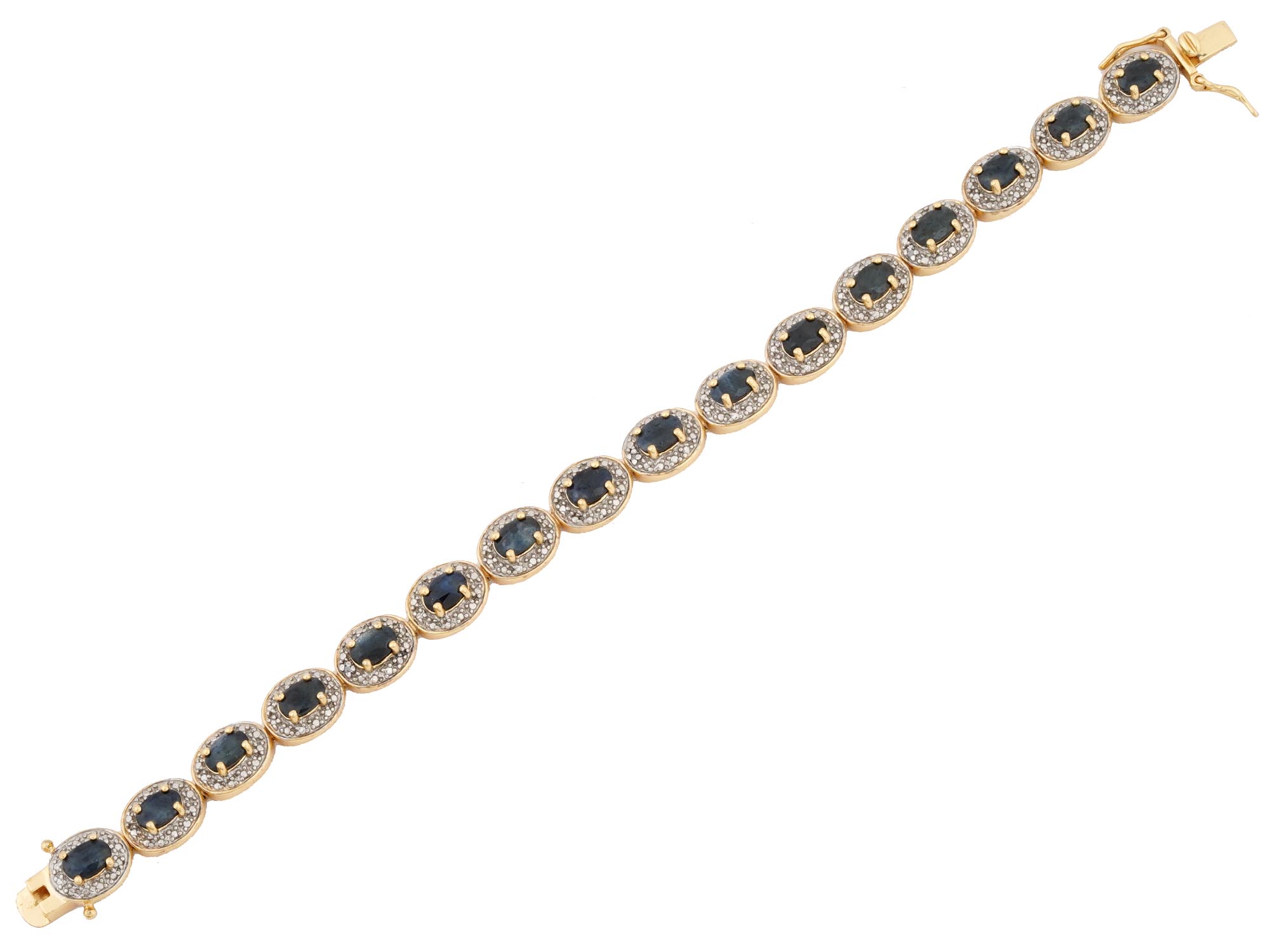 VINTAGE SILVER TENNIS BRACELET WITH NATURAL SAPPHIRES PIC-1