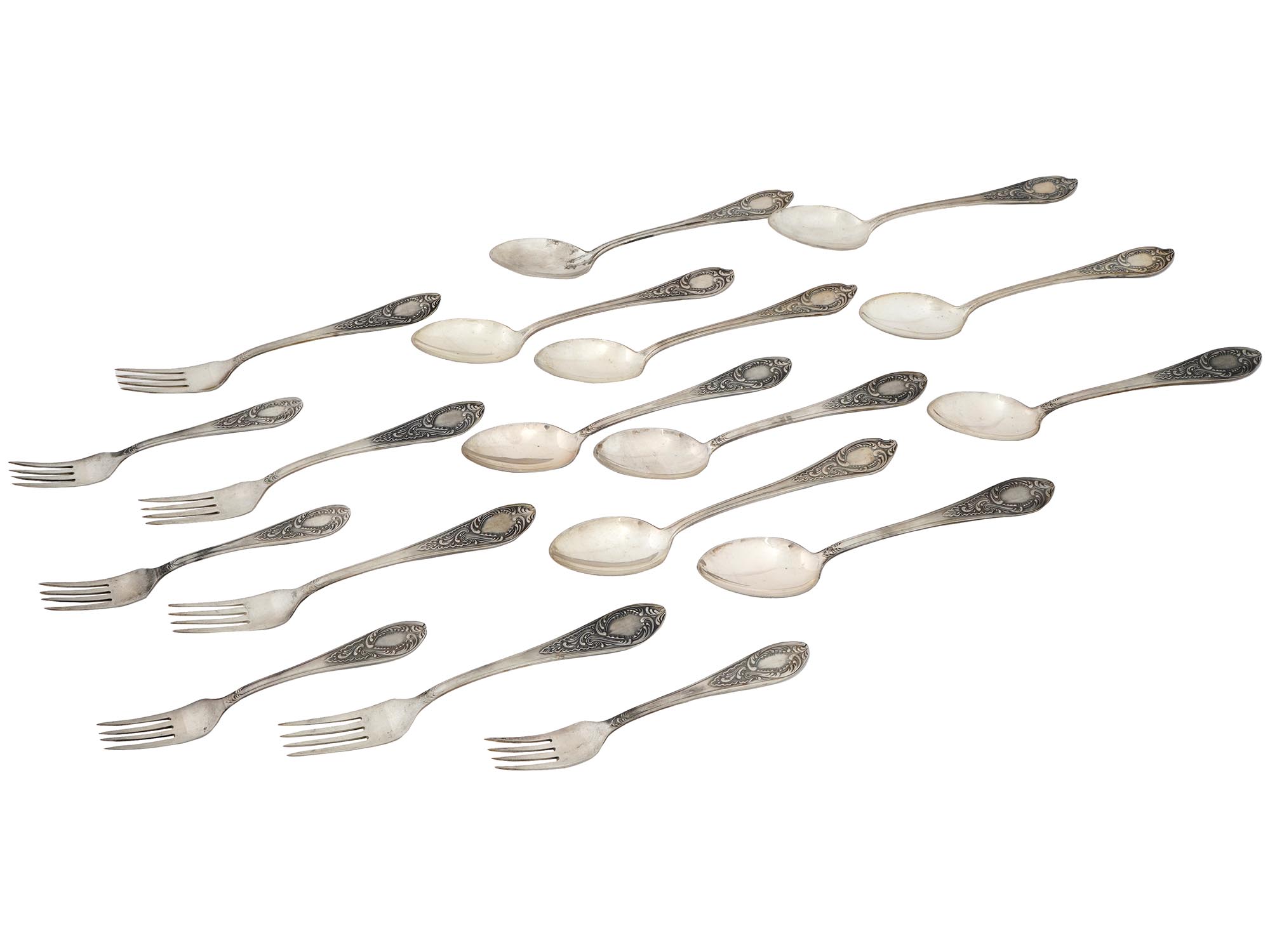 RUSSIAN SOVIET 875 SILVER SPOONS AND FORKS PIC-0