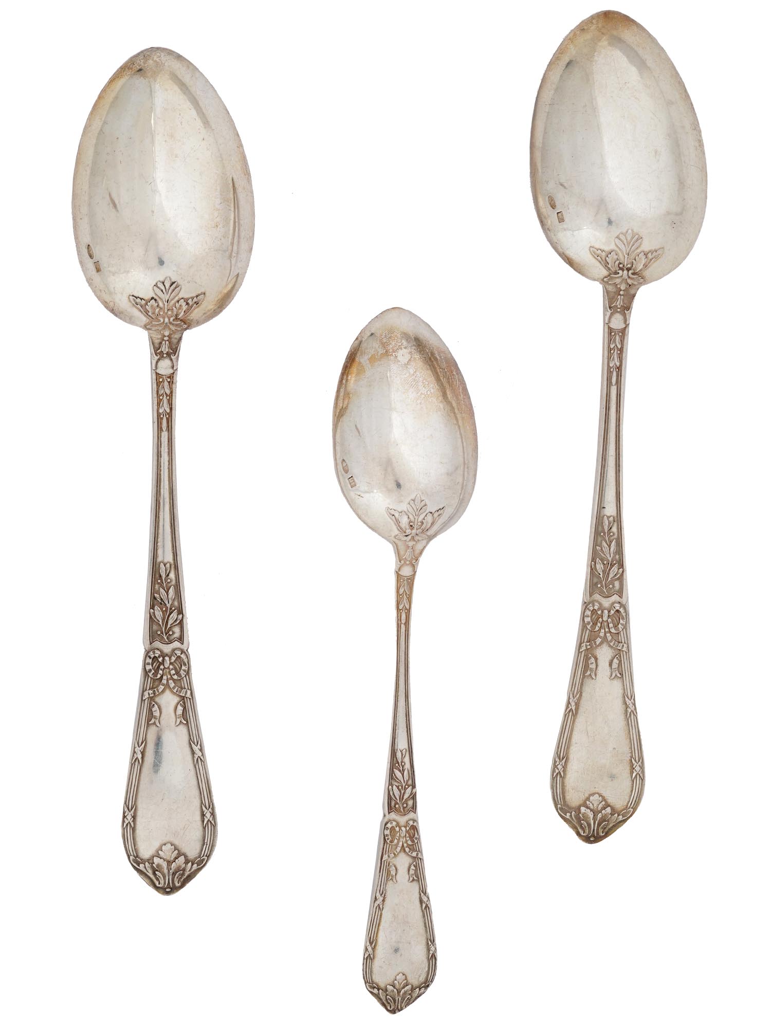 TRIO OF RUSSIAN 84 SILVER SPOONS PIC-2