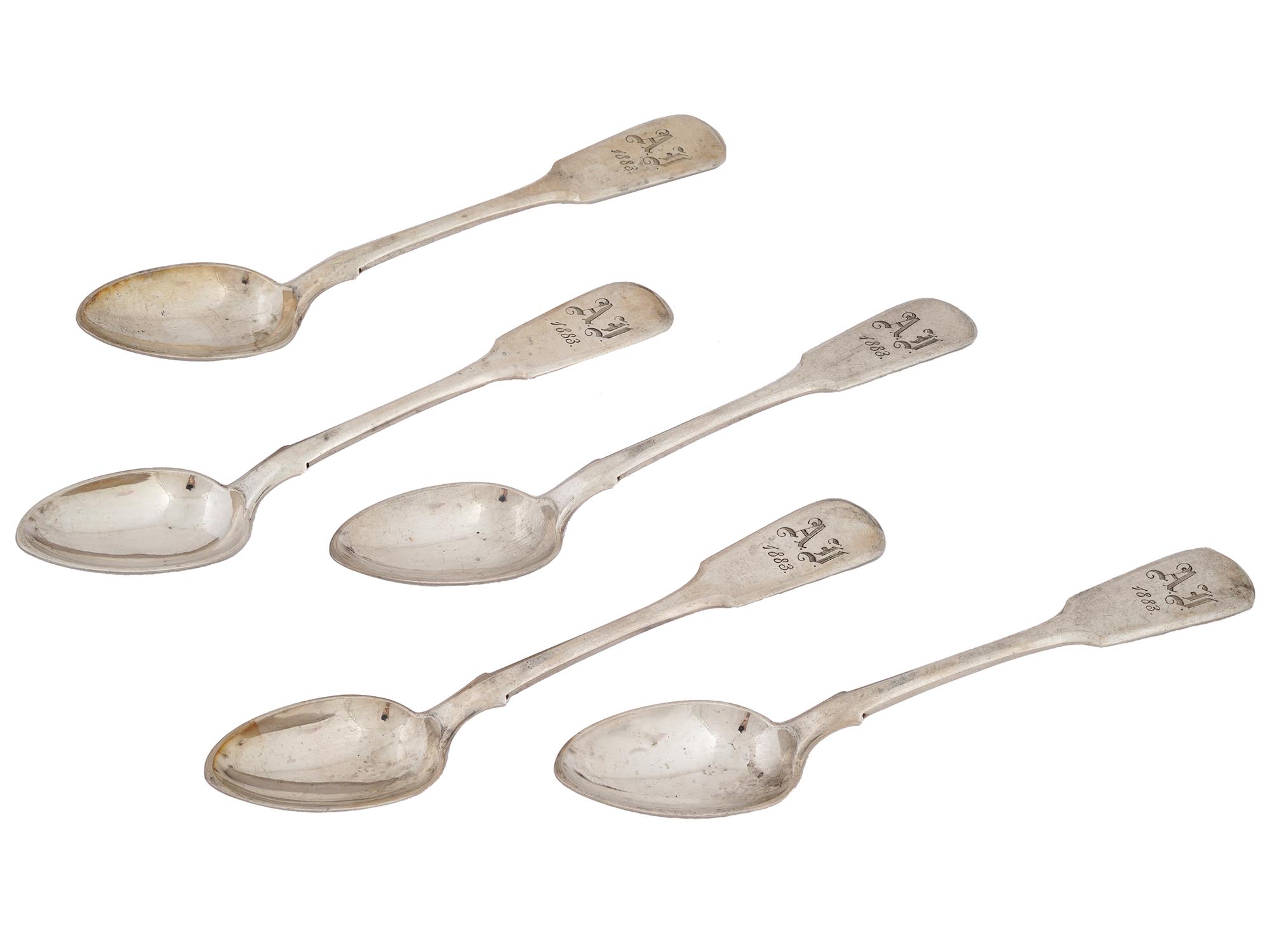 RUSSIAN 84 SILVER SPOONS WITH ENGRAVED INITIALS PIC-0