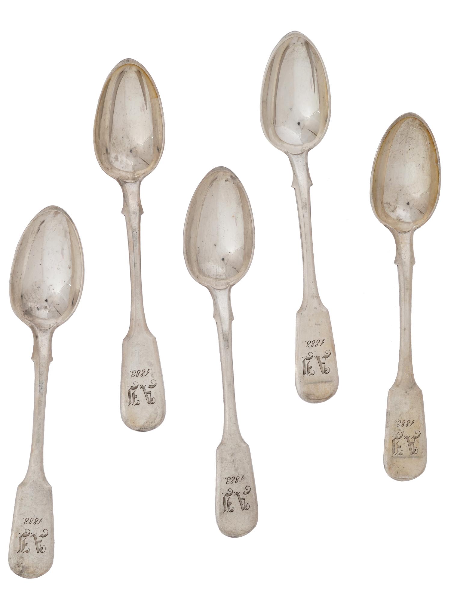 RUSSIAN 84 SILVER SPOONS WITH ENGRAVED INITIALS PIC-2