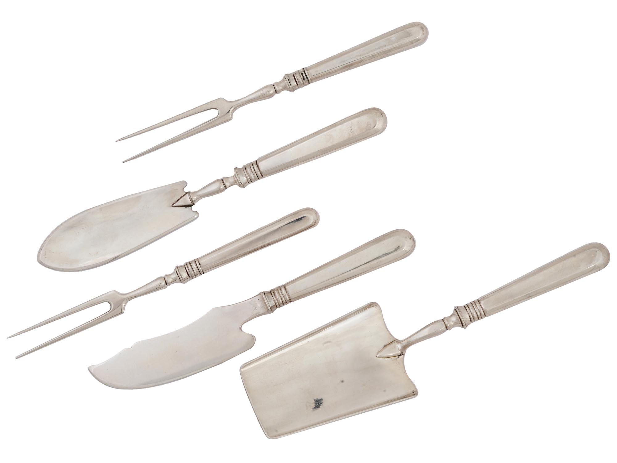 RUSSIAN SILVER STEAK FORKS AND SERVING CUTLERY SET PIC-1