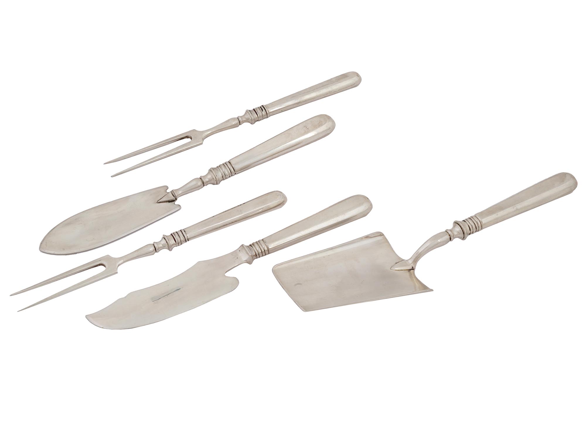 RUSSIAN SILVER STEAK FORKS AND SERVING CUTLERY SET PIC-0