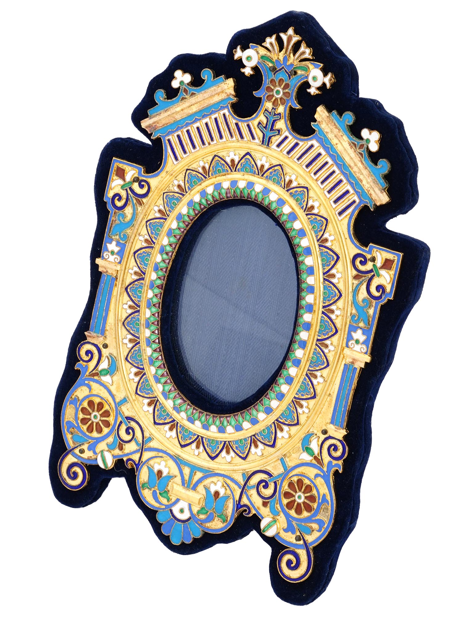 RUSSIAN GILT SILVER ENAMEL STANDING PICTURE FRAME PIC-1